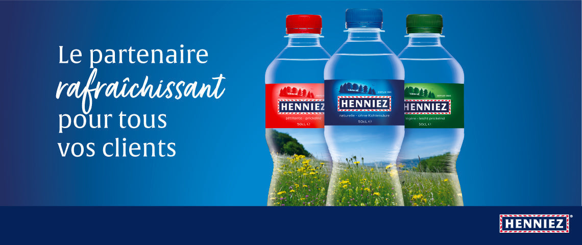 DE: henniez flasche 50cl blau gruen rot FR: bouteille henniez 50cl bleu vert rouge IT: bottiglia henniez 50cl blu verde rosso
