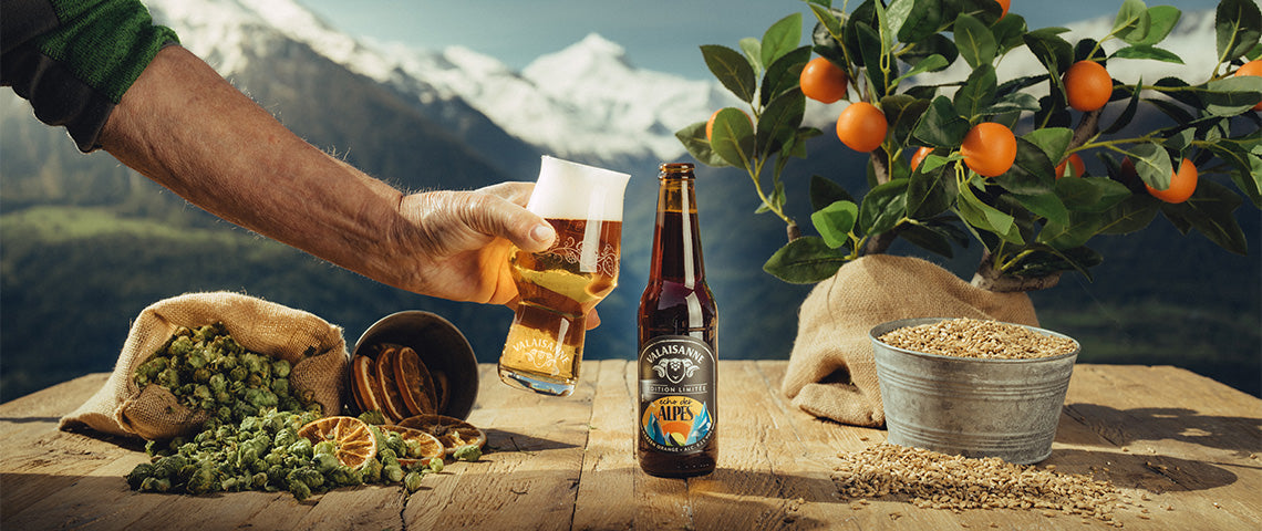 DE: flasche valaisanne echo des alpes bier  FR: bouteille valaisanne echo des alpes biere  IT: bottiglia valaisanne echo des alpes birra