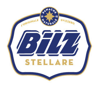 DE: Bilz Stellare Logo mit blauem Schriftzug und goldenen Elementen FR: Logo Bilz Stellare avec lettrage bleu et elements dores IT: Logo Bilz Stellare con scritta blu ed elementi dorati