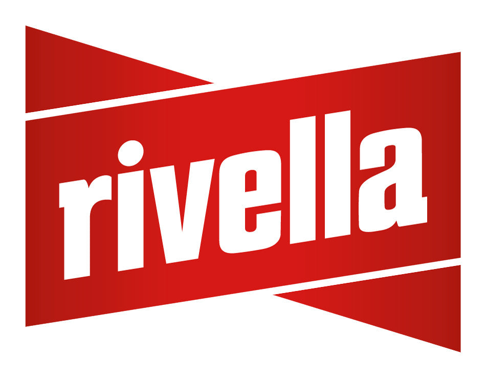 DE: Rotes Rivella Logo mit weisser Schrift auf Fahnenform FR: Logo Rivella rouge avec inscription blanche en forme de drapeau IT: Logo Rivella rosso con scritta bianca a forma di bandiera