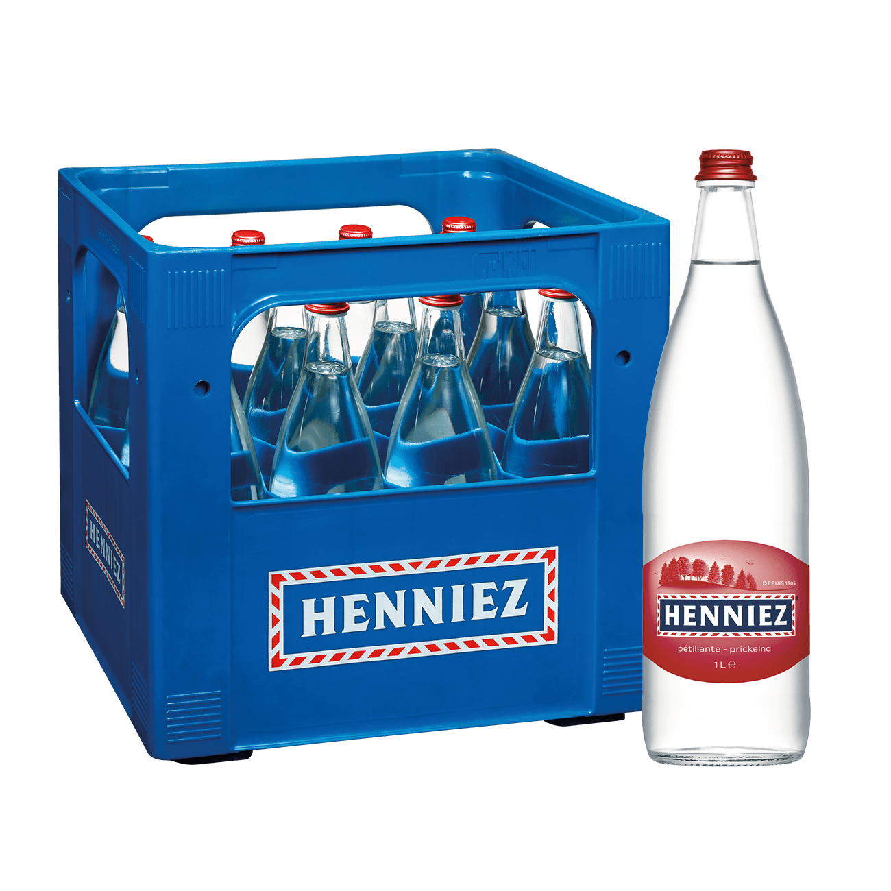 Henniez rot mit Kohlensäure Wasser 100cl 12-Harasse