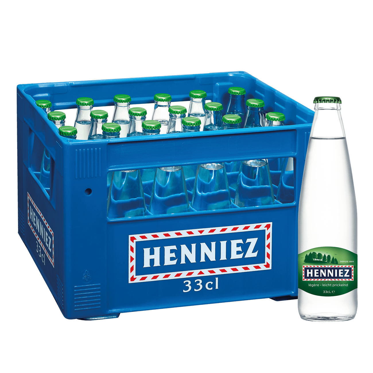 Henniez grün wenig Kohlensäure Wasser 33cl 24-Harasse