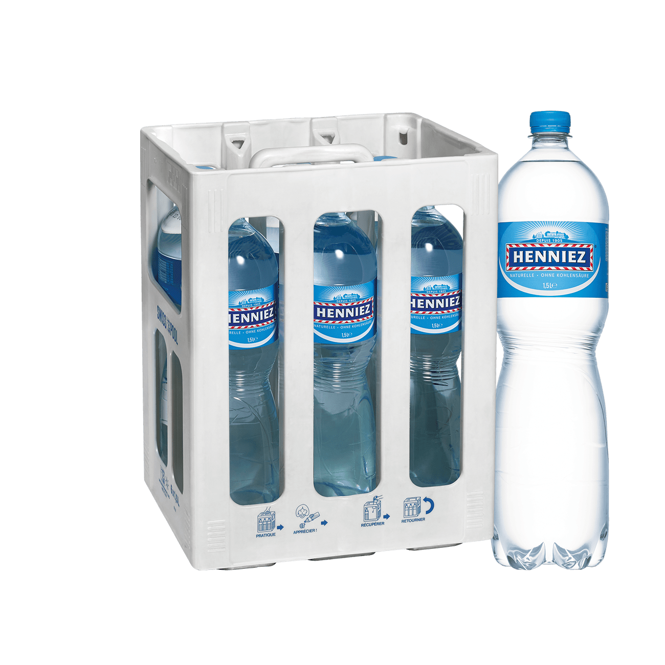 Henniez blau ohne Kohlensäure Wasser 150cl 6-Harasse