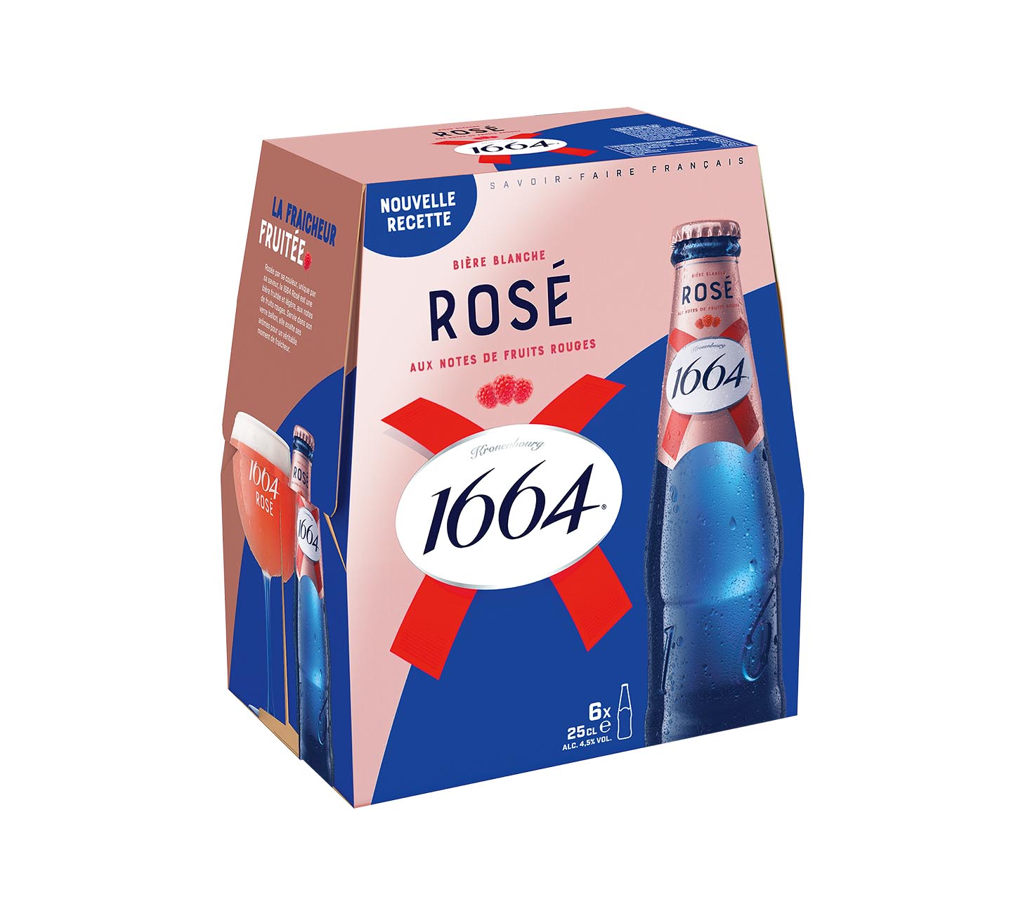 DE: 1664 Rosé Bier 6×25cl – fruchtiges Weizenbier mit roten Beeren, erfrischend, Vorratspack
FR: 1664 Rosé bière 6×25cl – bière blanche fruitée aux fruits rouges, rafraîchissante, pack
IT: 1664 Rosé birra 6×25cl – birra di frumento ai frutti rossi, fresca e aromatica, confezione
Keywords: 1664 rosé, bier pack, weizenbier, fruchtig, rote beeren, kronenbourg, feldschloesschen-getraenkeshop