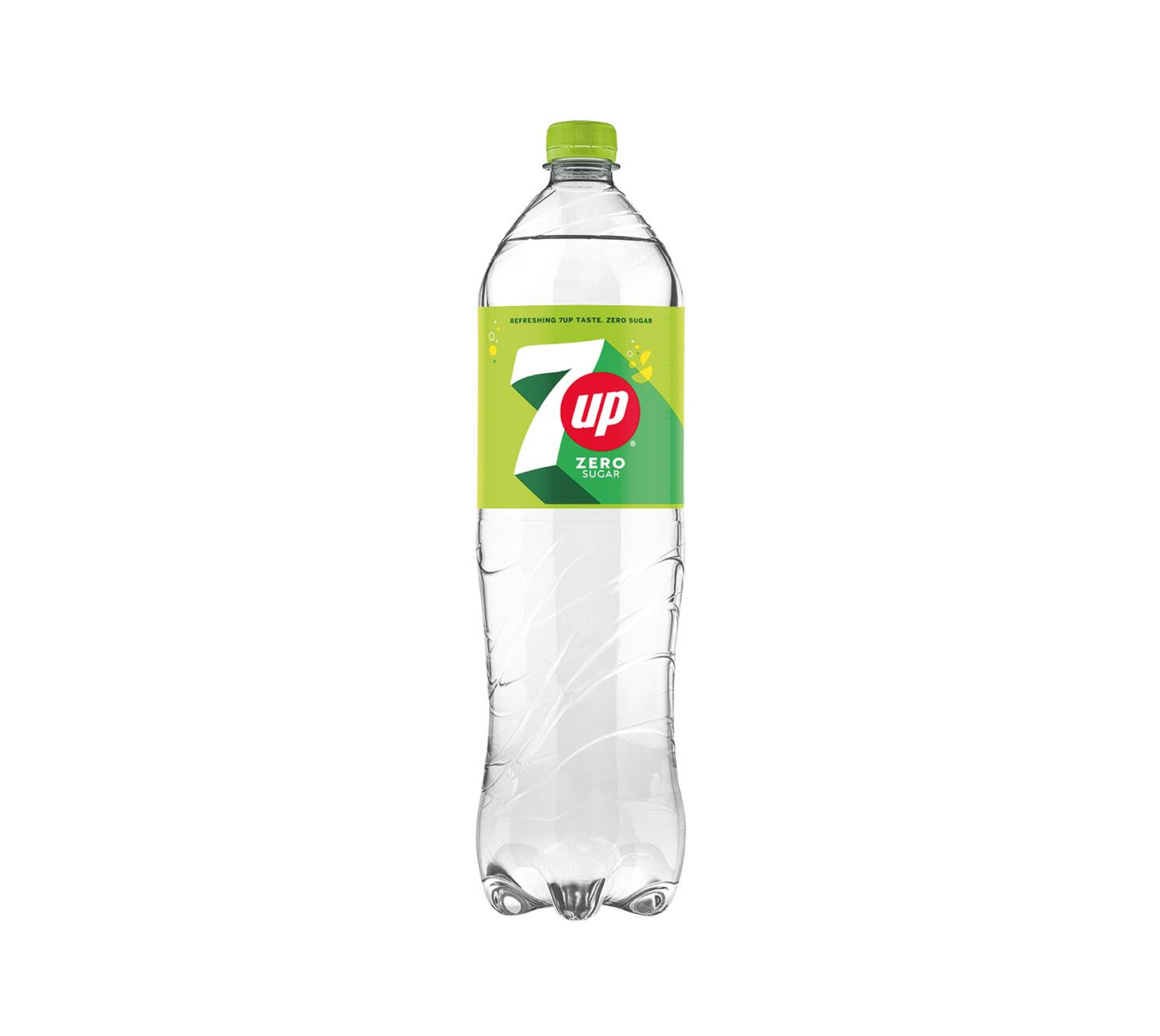 DE: 7UP Zero Softdrink 150cl Einzelflasche, zuckerfreie Zitronen-Limetten-Limonade, spritzige Erfrischung im Grossformat, vor neutralem Hintergrund.
FR: 7UP Zero boisson 150cl bouteille individuelle, limonade citron-lime sans sucre, fraîche et pétillante, sur fond neutre.
IT: 7UP Zero soft drink 150cl bottiglia singola, limonata senza zucchero al limone e lime, su sfondo neutro.
Keywords: 7up zero flasche, zuckerfrei, limonade