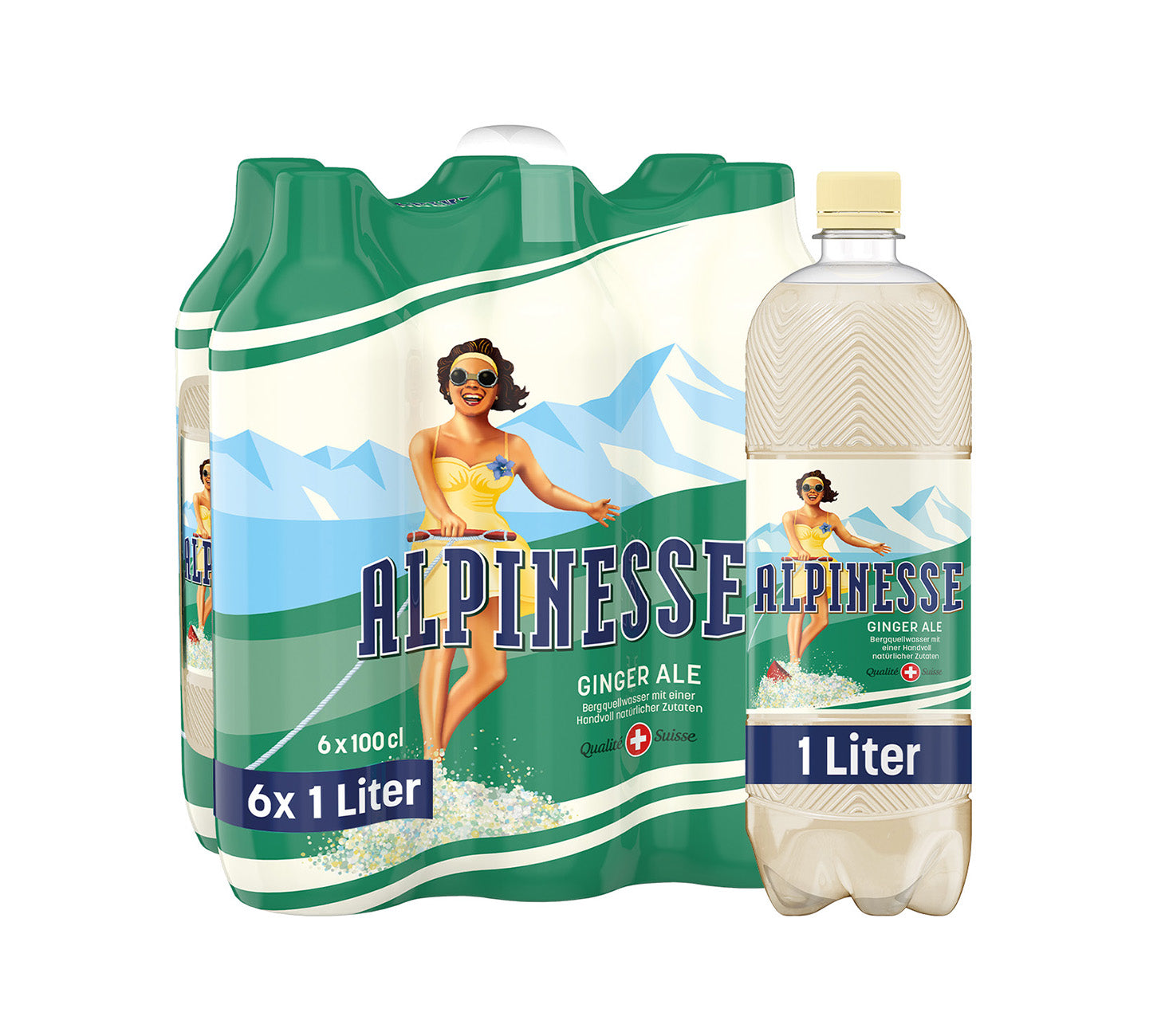 Boisson gazeuse Alpinesse Ginger Ale 100 cl, pack de 6