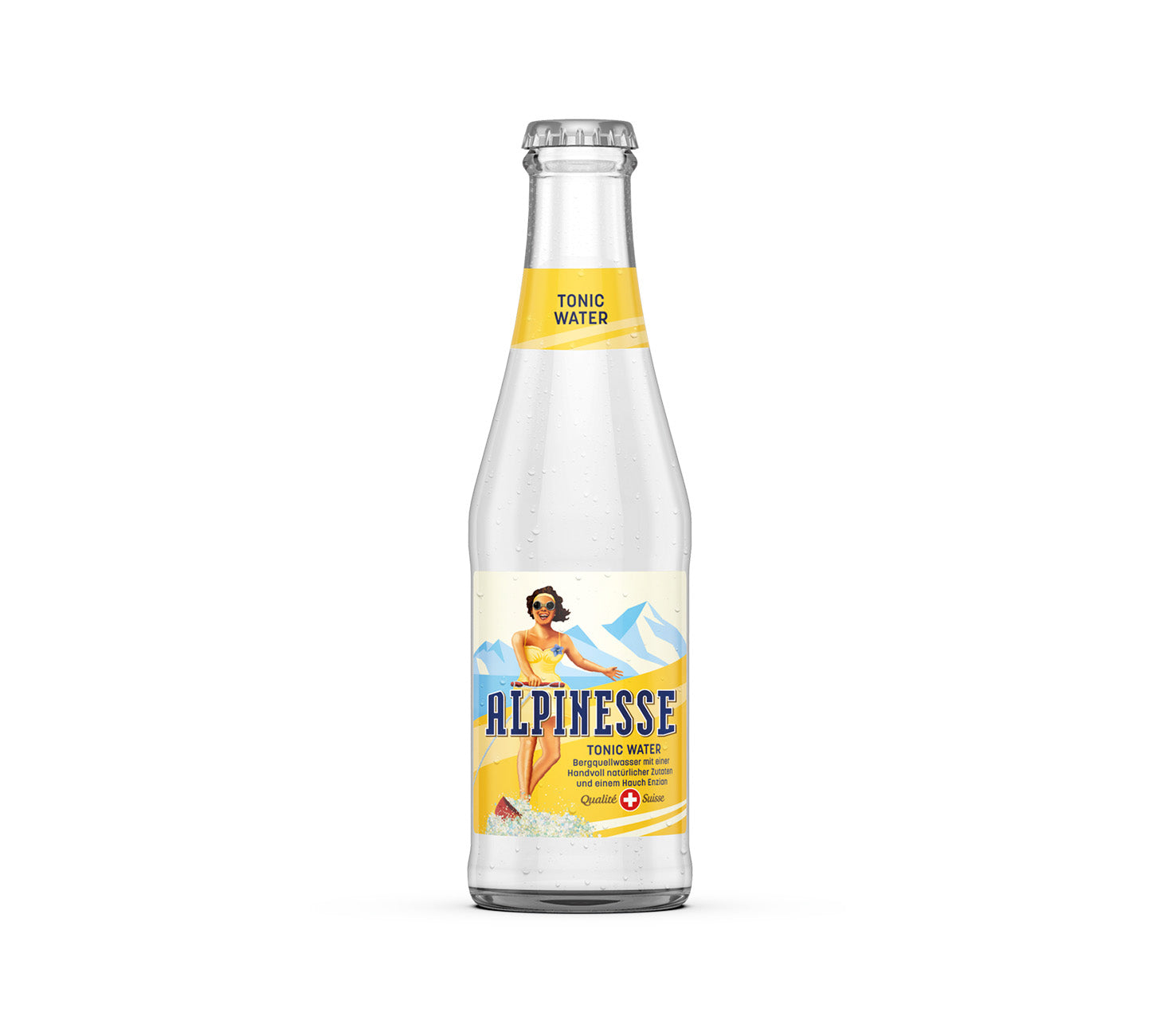 DE: Alpinesse Tonic Water – klassischer Softdrink im 20cl Glas,
FR: Alpinesse Tonic Water – boisson gazeuse au quinine, 20cl
IT: Alpinesse Tonic Water – bevanda frizzante al chinino, 20cl