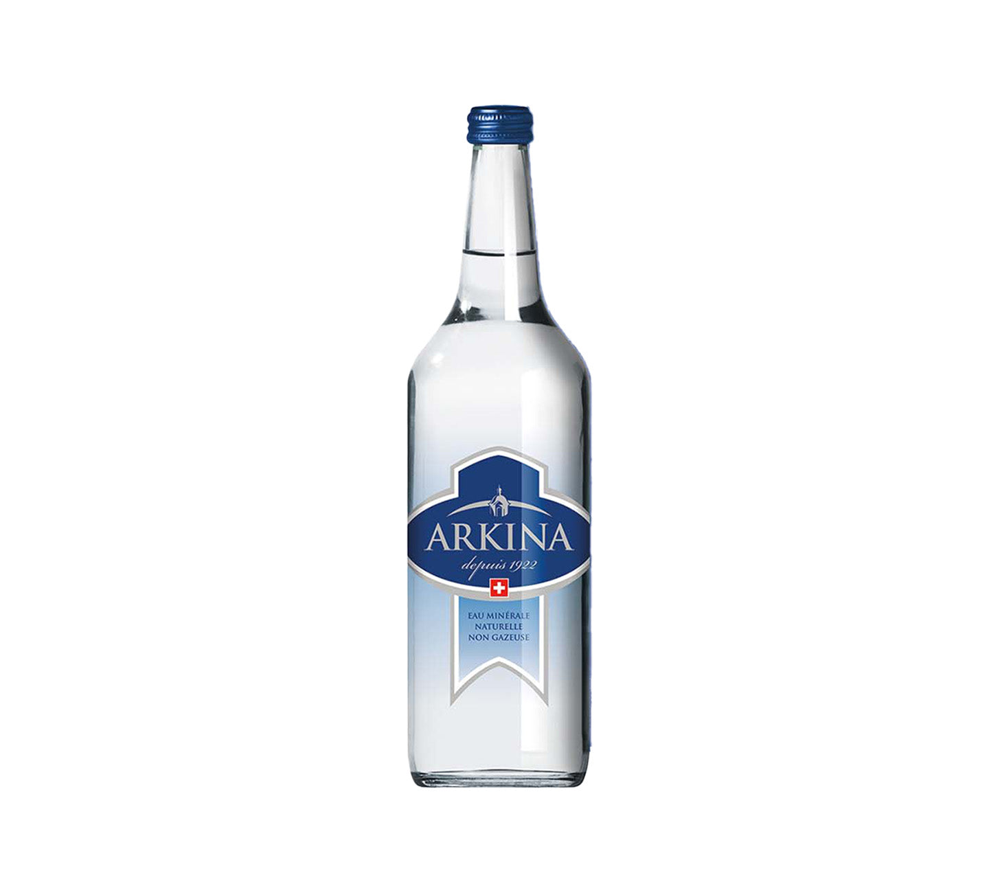 DE: Arkina Blau ohne Kohlensäure 100cl, stilles Mineralwasser in der Glasflasche.
FR: Arkina Bleu sans gaz 100cl, eau minérale plate en bouteille en verre.
IT: Arkina Blu senza gas 100cl, acqua minerale naturale in bottiglia di vetro.
