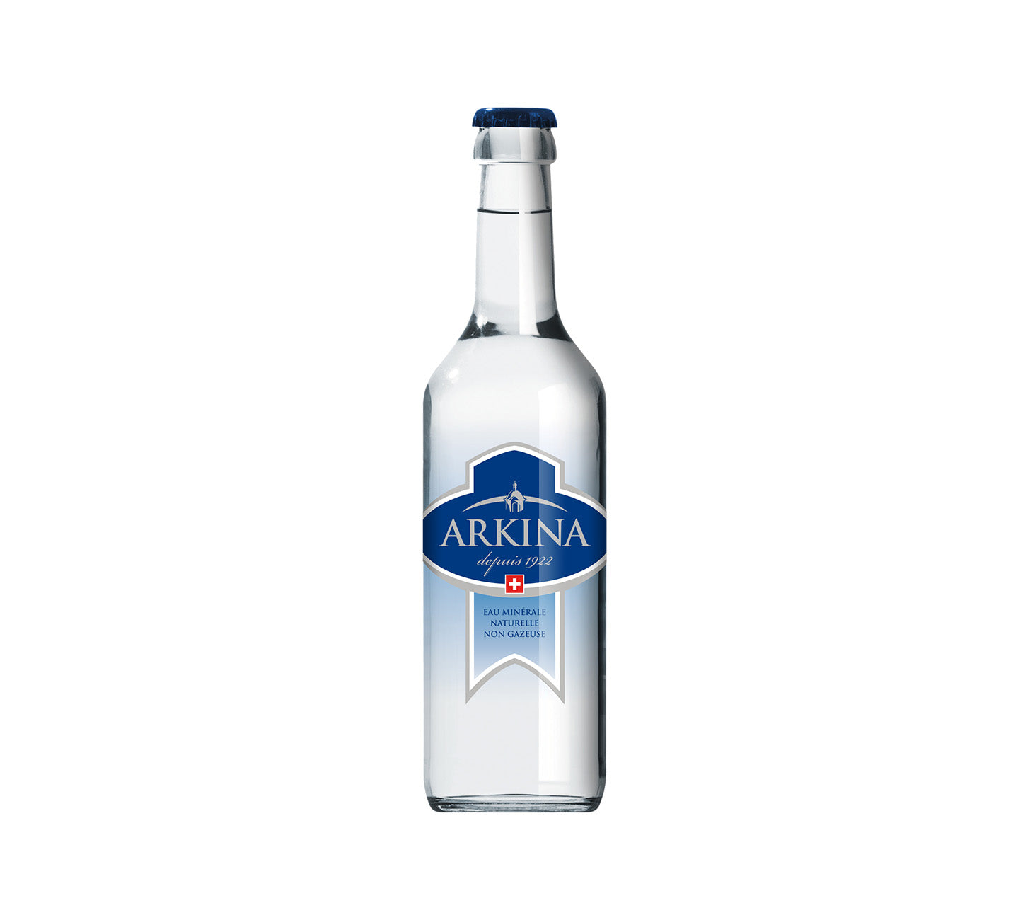 DE: Arkina Blau ohne Kohlensäure 35 cl – stilles Mineralwasser in Glasflasche.
FR:
Arkina Bleu sans gaz 35 cl – eau minérale plate en bouteille en verre.
IT:
Arkina Blu senza gas 35 cl 24-Harasse – acqua minerale naturale senza bollicine in bottiglie.