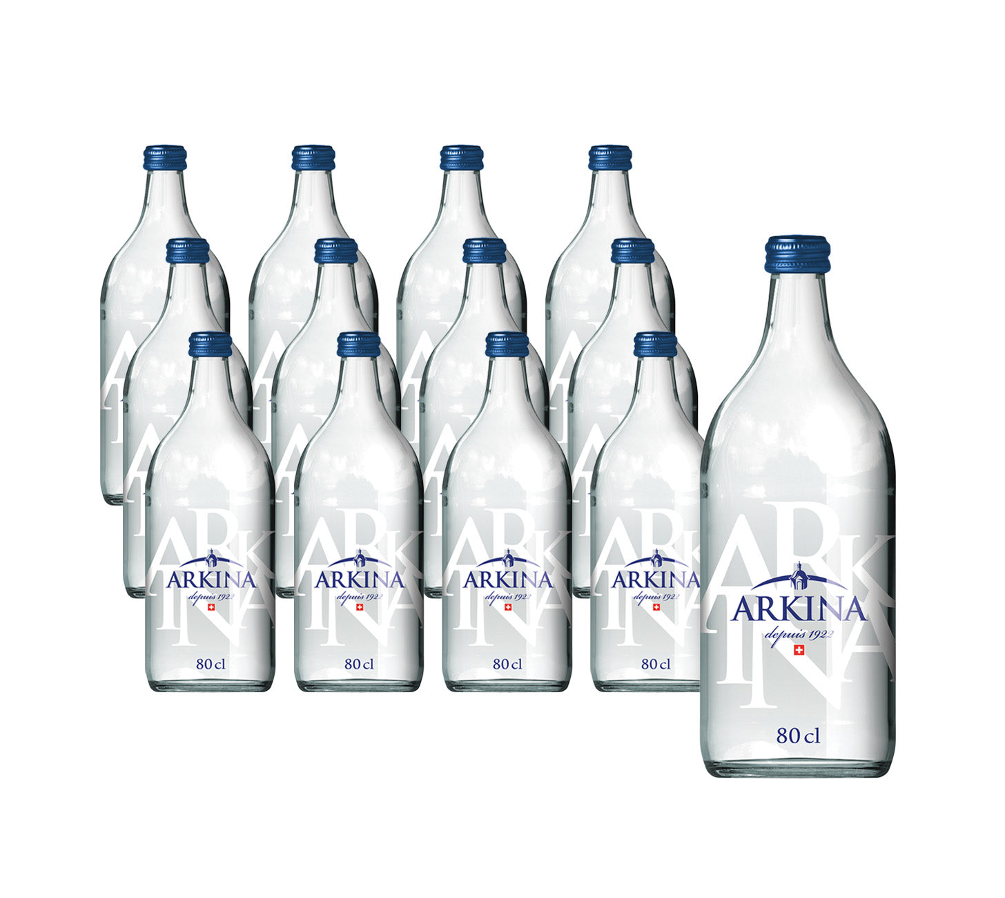 DE: Arkina Blau ohne Kohlensäure 80cl 12-Harasse MHI – stilles Mineralwasser in Glasflaschen.
FR: Arkina Bleu sans gaz 80cl 12-harasse MHI – eau minérale plate en bouteilles en verre.
IT: Arkina Blu senza gas 80cl 12-cassetta MHI – acqua minerale naturale senza bollicine in bottiglie di vetro.
