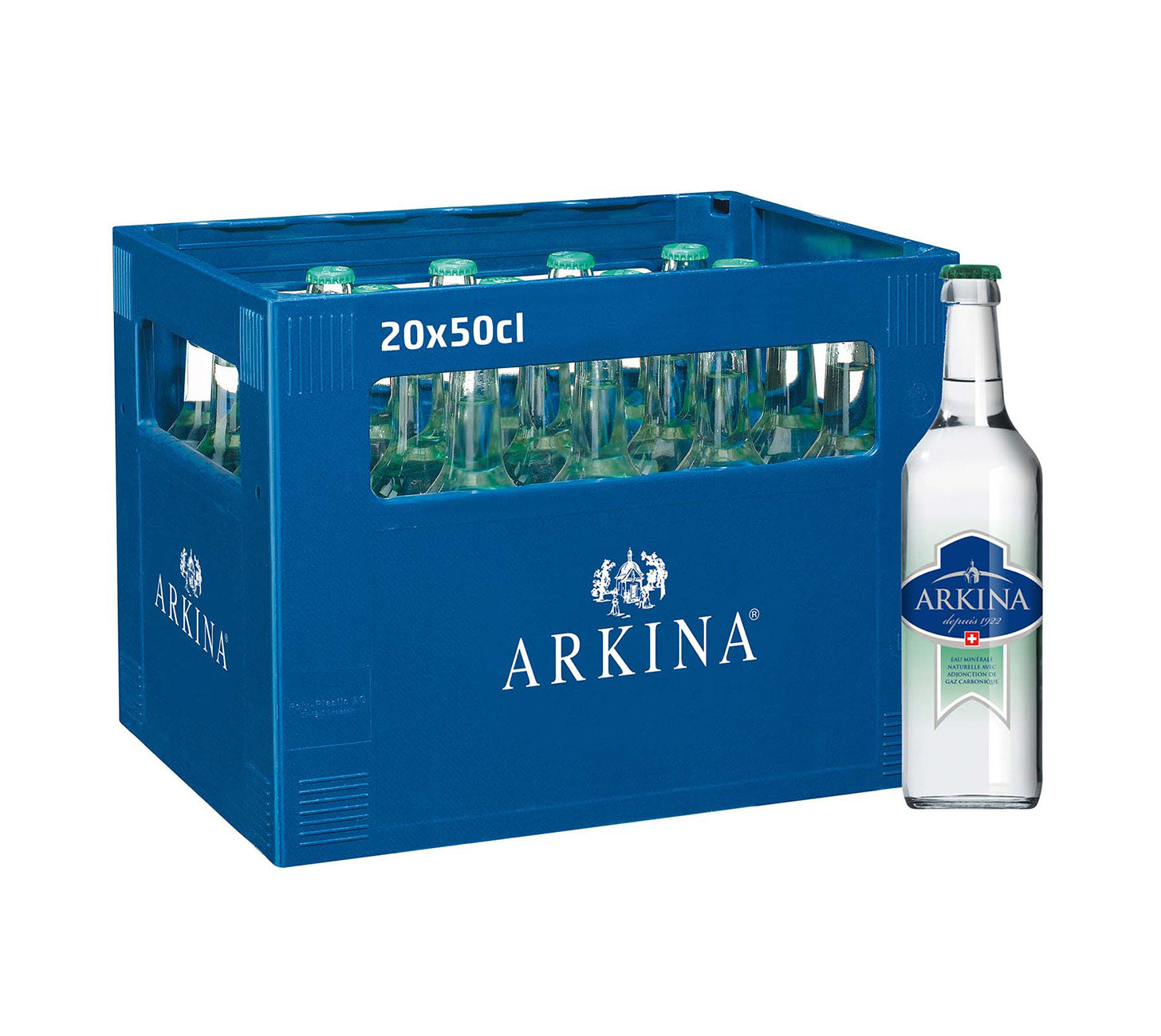 DE: Arkina Grün mit Kohlensäure 50 cl 20-Harasse MHI – sprudelndes Mineralwasser in Glasflaschen mit grünen Verschlüssen, ideal für Gastronomie & Haushalt.
FR: Arkina Vert gazeuse 50 cl 20-Harasse MHI – eau minérale pétillante en bouteilles en verre, idéale pour la restauration et la maison. Mots-clés: eau minerale, petillante, bouteille verre, harasse, feldschloesschen
IT: Arkina Verde frizzante 50 cl 20-Harasse MHI – acqua minerale naturale gassata in bottiglie di vetro, ideale per ristorazione e casa.
