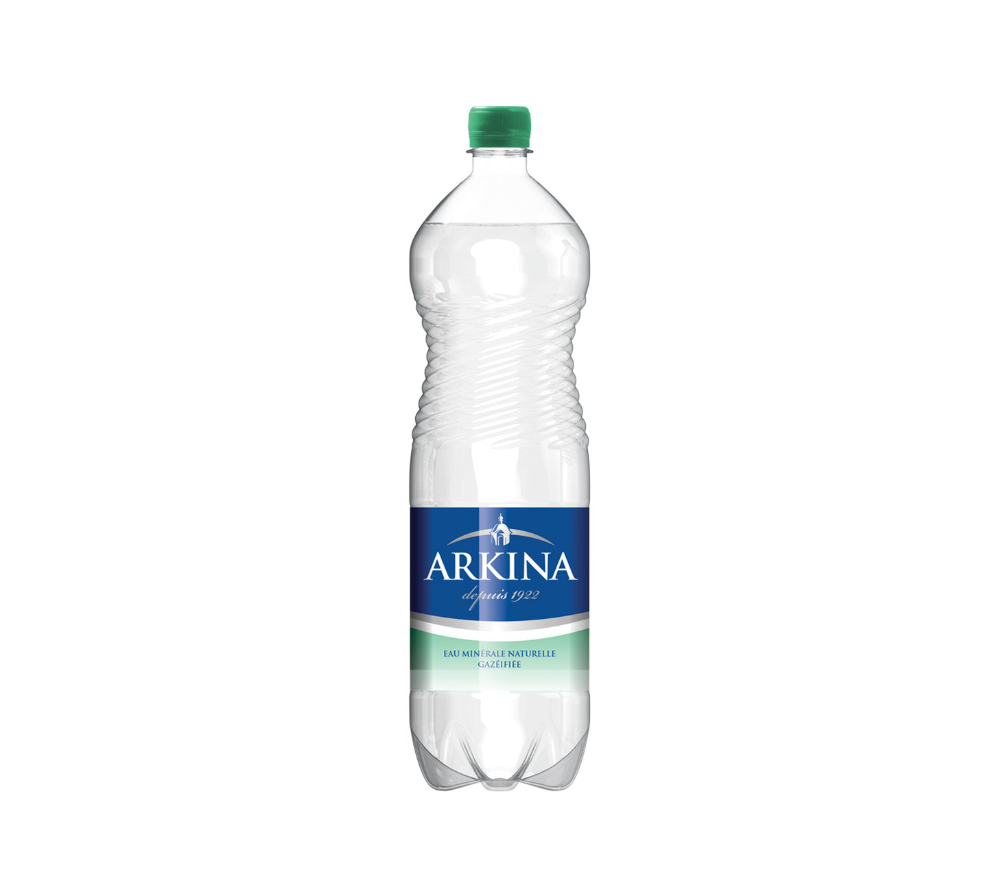 DE: Arkina Grün mit Kohlensäure 150cl, sprudelndes Mineralwasser in PET-Flasche.
FR: Arkina Vert gazeuse 150cl, eau minérale pétillante en bouteille PET.
IT: Arkina Verde frizzante 150cl, acqua minerale naturale gassata in bottiglia PET.