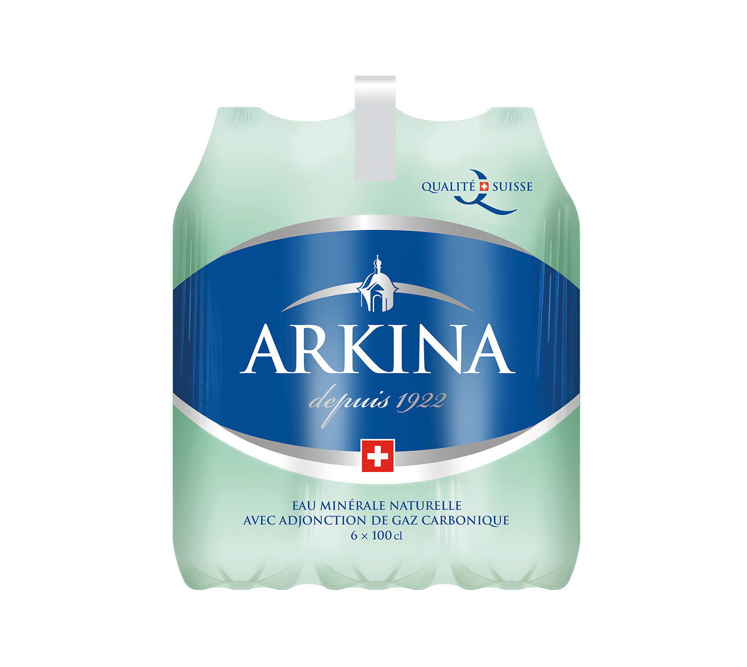 DE: Arkina Grün mit Kohlensäure 100cl 6-Pack – sprudelndes Mineralwasser in PET-Flaschen.
FR: Arkina Vert gazeuse 100cl 6-Pack – eau minérale pétillante en bouteilles PET.
IT: Arkina Verde frizzante 100cl 6-Pack – acqua minerale naturale gassata in bottiglie PET.