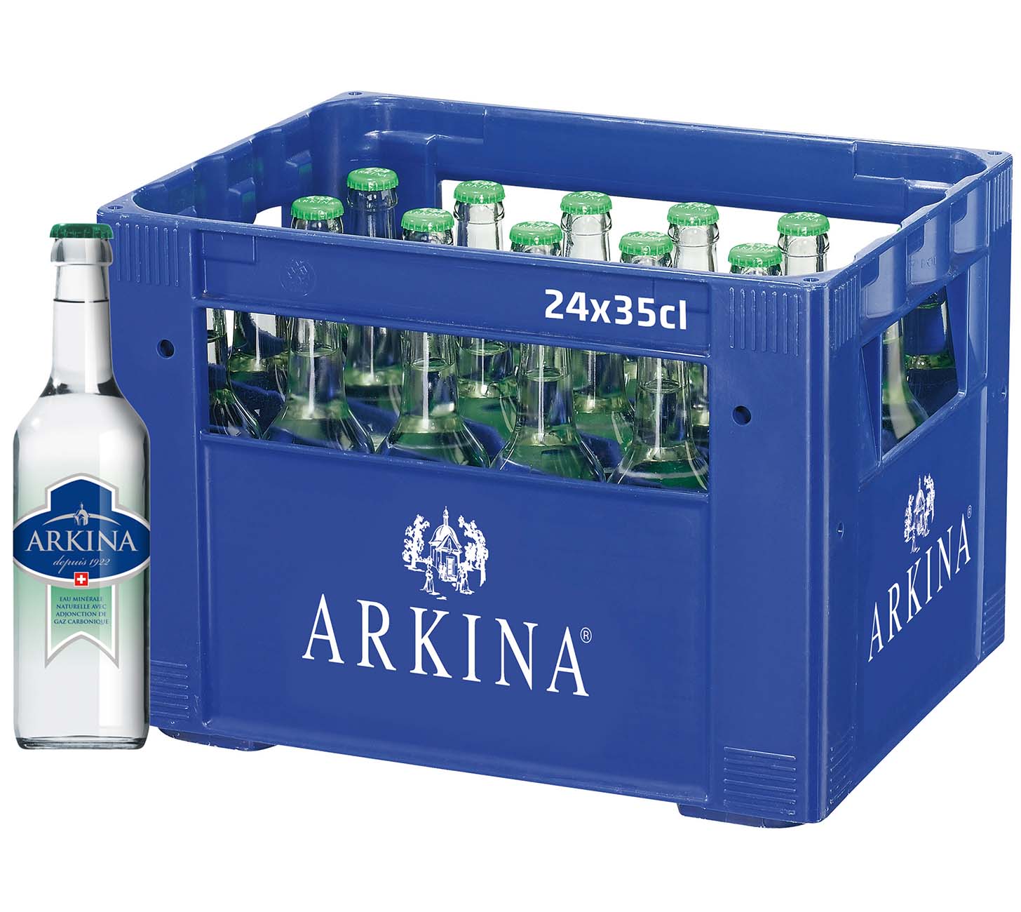 DE: Arkina Grün mit Kohlensäure 35cl 24-Harasse – sprudelndes Mineralwasser in Glasflaschen.
FR: Arkina Vert gazeuse 35cl 24-Harasse – eau minerale petillante en bouteilles en verre.
IT: Arkina Verde frizzante 35cl 24-Harasse – acqua minerale naturale gassata in bottiglie di vetro.
Keywords: mineralwasser, wasser, mit kohlensaeure, sprudel, glasflasche, harasse, feldschloesschen-getraenkeshop
