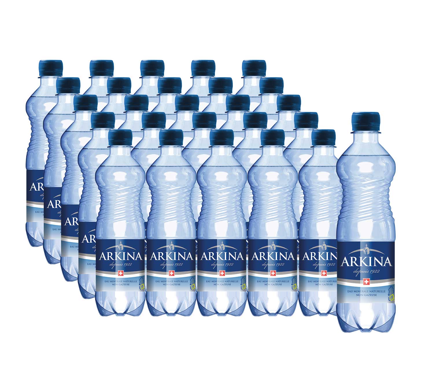 DE: Arkina Blau ohne Kohlensäure 50cl 24-Pack – stilles Mineralwasser in PET-Flaschen.
FR: Arkina Bleu sans gaz 50cl 24-Pack – eau minerale plate en bouteilles PET.
IT: Arkina Blu senza gas 50cl 24-Pack – acqua minerale naturale senza bollicine in bottiglie PET.
Keywords: mineralwasser, wasser, ohne kohlensaeure, still, 50cl pack, feldschloesschen-getraenkeshop