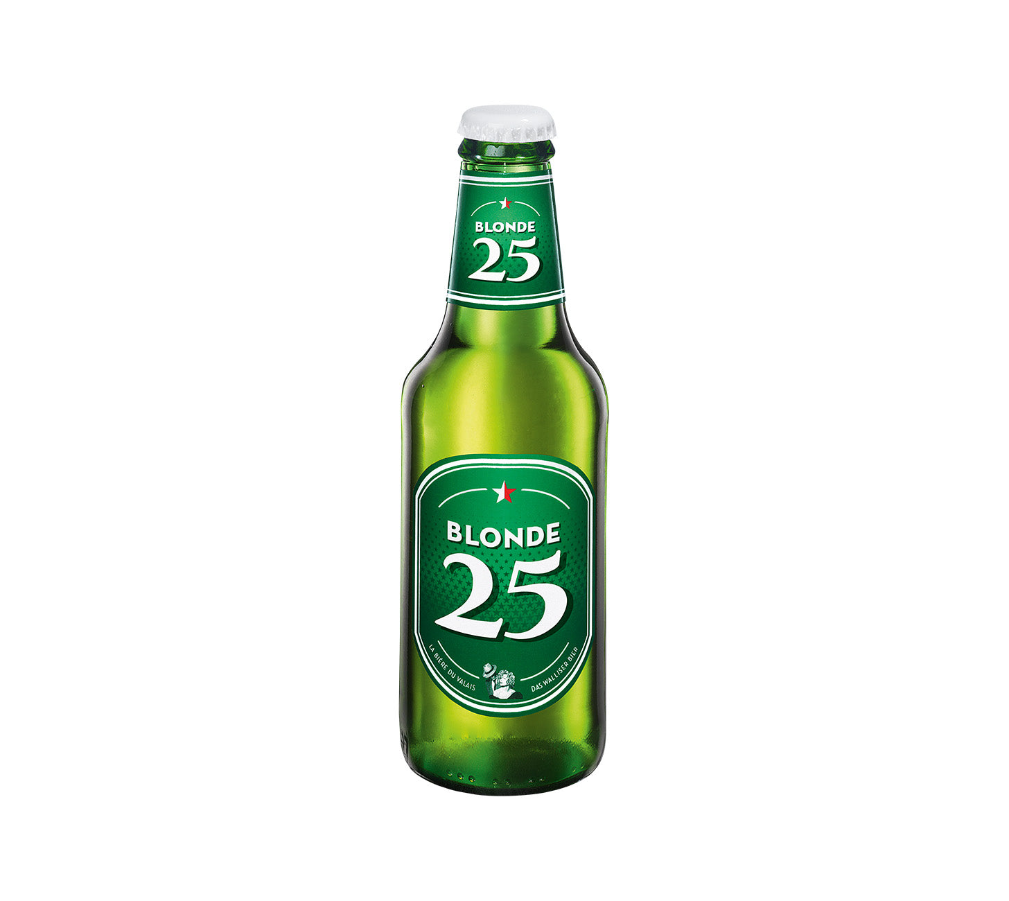 Deutsch (DE): Blonde 25 Bier 25cl – leichtes Bier mit 2,5 Prozent Alkohol, frischer Geschmack, ideal für Feierabend und Grillmoment.
Französisch (FR): Blonde 25 Bière 25cl – bière légère avec 2,5 % d’alcool, fraîche et parfaite pour l’apéritif ou des soirées barbecue conviviales.
Italienisch (IT): Blonde 25 Birra 25cl – birra leggera con 2,5 percento di alcol, fresca e ideale per relax e momenti all'aperto.