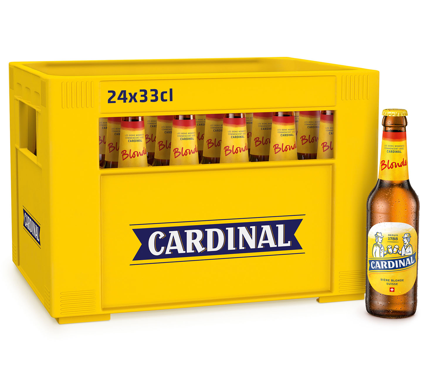 DE: Cardinal Blonde Bier 33cl 24-Harasse – mildes Schweizer Lagerbier
FR: Cardinal Blonde biere 33cl 24-pack – biere suisse legere et rafraichissante
IT: Cardinal Blonde birra 33cl 24-confezione – birra svizzera chiara e rinfrescante
Keywords: cardinal, blonde, schweizer bier, lager, feldschloesschen-getraenkeshop
