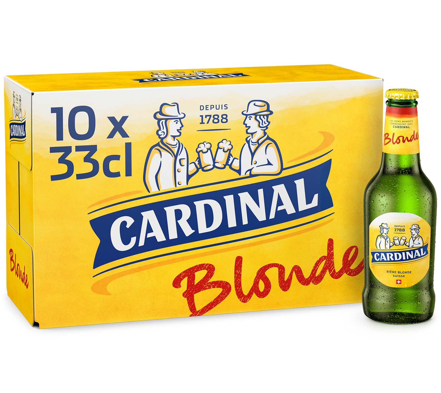 DE: Cardinal Blonde Bier 33cl 10-Pack – mildes Schweizer Lagerbier
FR: Cardinal Blonde biere 33cl 10-pack – biere suisse legere et rafraichissante
IT: Cardinal Blonde birra 33cl 10-confezione – birra svizzera chiara e rinfrescante
Keywords: cardinal, blonde, schweizer bier, lager, feldschloesschen-getraenkeshop