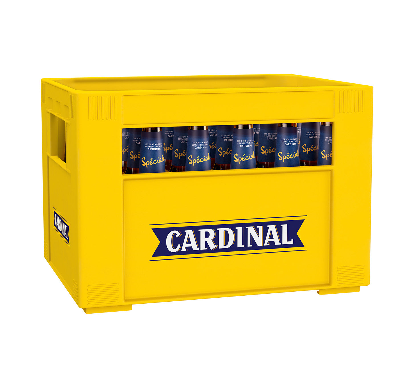 DE: Cardinal Spéciale Bier 24x33cl Harasse, Schweizer Bierklassiker in gelber Kiste.
FR: Cardinal Spéciale bière 24x33cl caisse, classique suisse en cageot jaune.
IT: Cardinal Spéciale birra 24x33cl cassa, classico svizzero in cassetta gialla.
