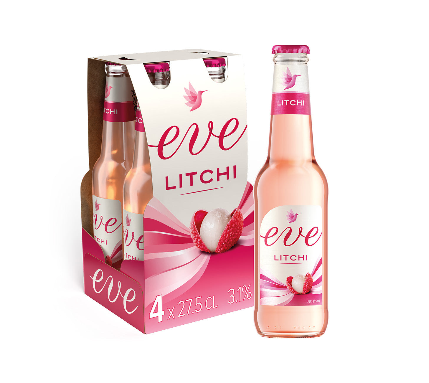 DE: Eve Litchi Biermischgetränk MHI 4x27.5cl, exotisch-fruchtig, Litschi-Note.
FR: Eve Litchi boisson à la bière MHI 4x27.5cl, exotique au litchi.
IT: Eve Litchi bevanda alla birra MHI 4x27.5cl, fruttata al litchi.