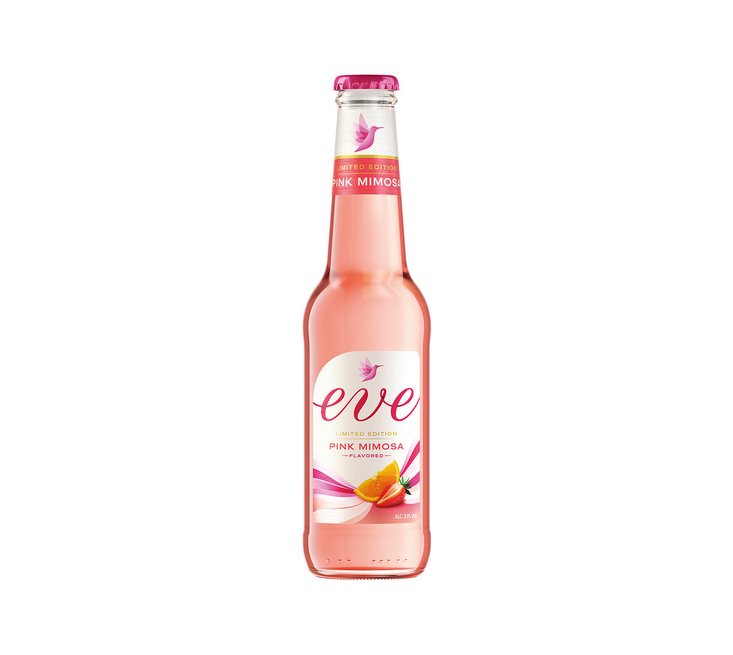DE: Eve Pink Mimosa Biermischgetränk in der 27.5cl Flasche, Limited Edition.
FR: Eve Pink Mimosa boisson à base de bière en bouteille 27.5cl, édition limitée.
IT: Eve Pink Mimosa bevanda a base di birra in bottiglia 27.5cl, edizione limitata.