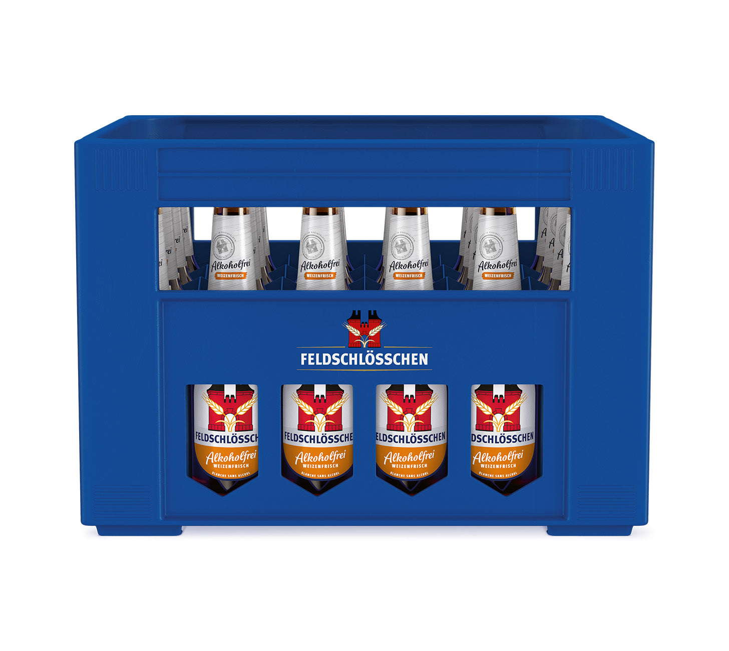 DE: Feldschloesschen Weizenfrisch Alkoholfrei – isotonisches Bier, frontal, 24x33 cl Harasse
FR: Feldschloesschen Weizenfrisch Sans Alcool – biere isotonique, frontal, caisse 24x33 cl bouteilles
IT: Feldschloesschen Weizenfrisch Analcolico – birra isotonica, frontalé, cassa 24x33 cl bottiglie