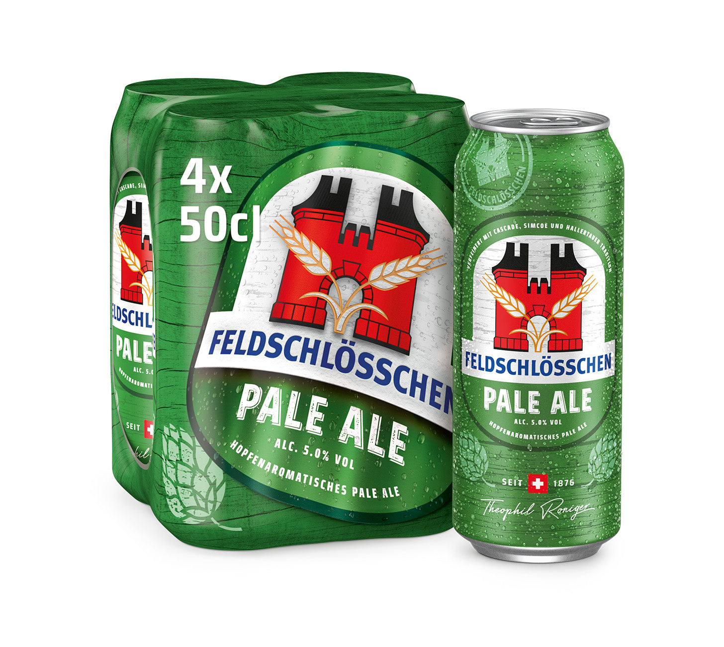 FR: Feldschloesschen Pale Ale – biere speciale en pack de 4x50cl
DE: Feldschloesschen Pale Ale – obergäriges Bier im 4x50cl Dosen Pack
IT: Feldschloesschen Pale Ale – birra speciale in confezione da 4x50cl