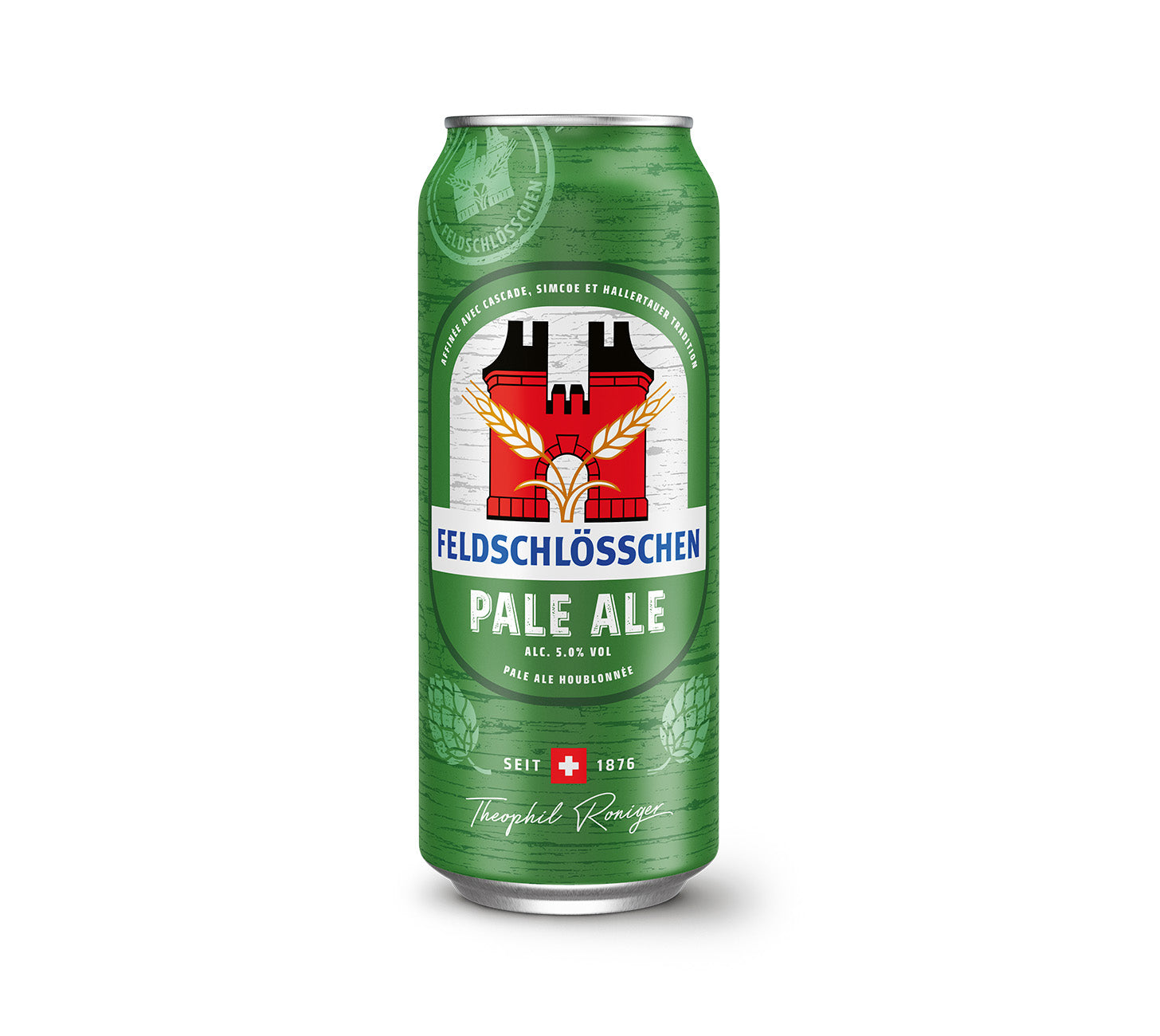 FR: Feldschloesschen Pale Ale – bière pale ale houblonnée aux notes fruitées, canette individuelle, sur fond neutre.
IT: Feldschloesschen Pale Ale – birra pale ale aromatica al luppolo con note fruttate, lattina singola, su sfondo neutro.
DE: Feldschloesschen Pale Ale – hopfenaromatisches Pale Ale mit fruchtigen Noten, Einzeldose, vor neutralem Hintergrund.