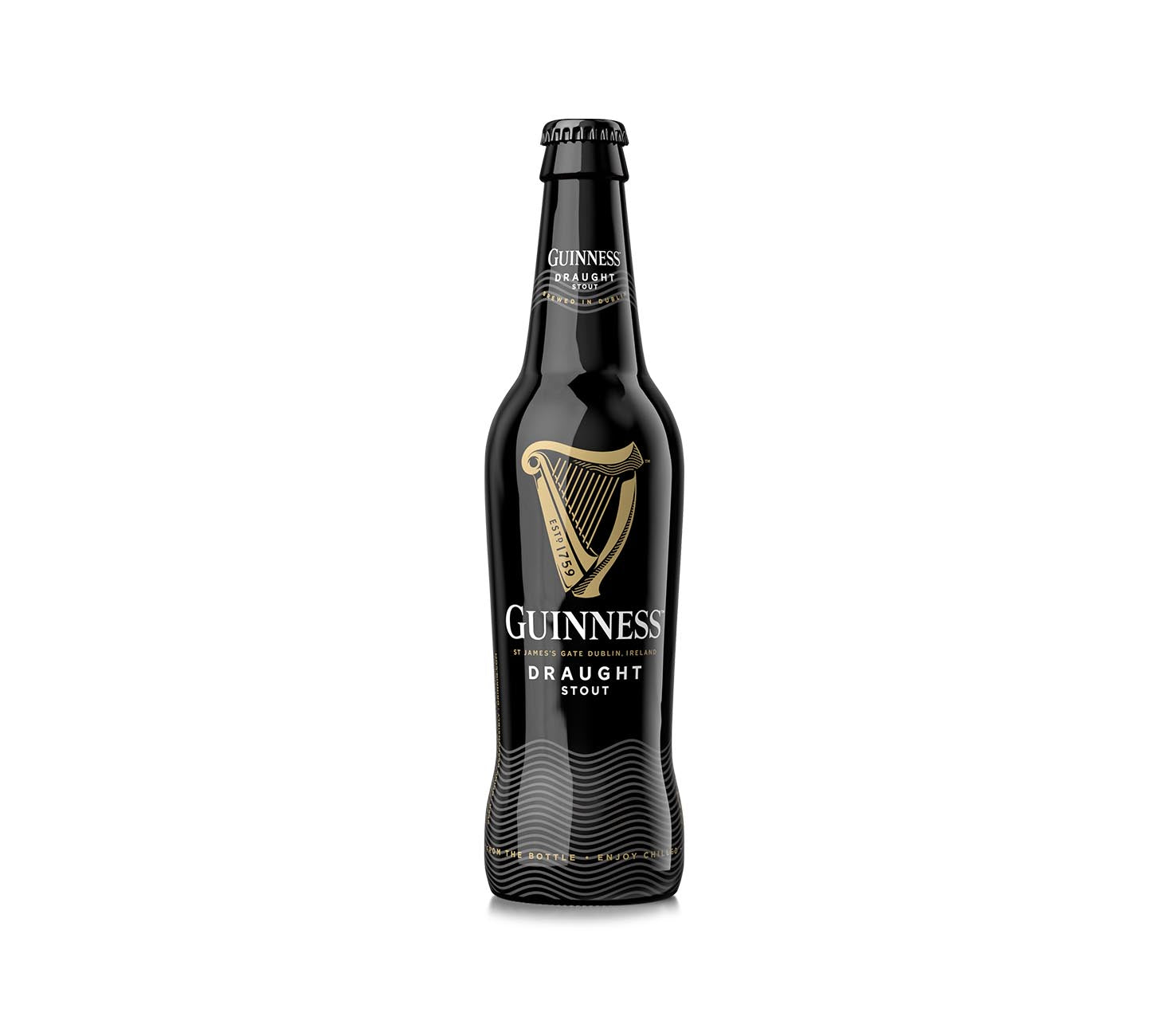 DE: Guinness Draught Bier 33cl – irisches Stout Bier in der Flasche mit cremiger Schaumkrone, klassischer Geschmack vor neutralem Hintergrund.
FR: Guinness Draught biere 33cl – biere stout irlandaise en bouteille, mousse cremeuse et gout intense, sur fond neutre.
IT: Guinness Draught birra 33cl – birra stout irlandese in bottiglia, schiuma cremosa e gusto intenso, su sfondo neutro.