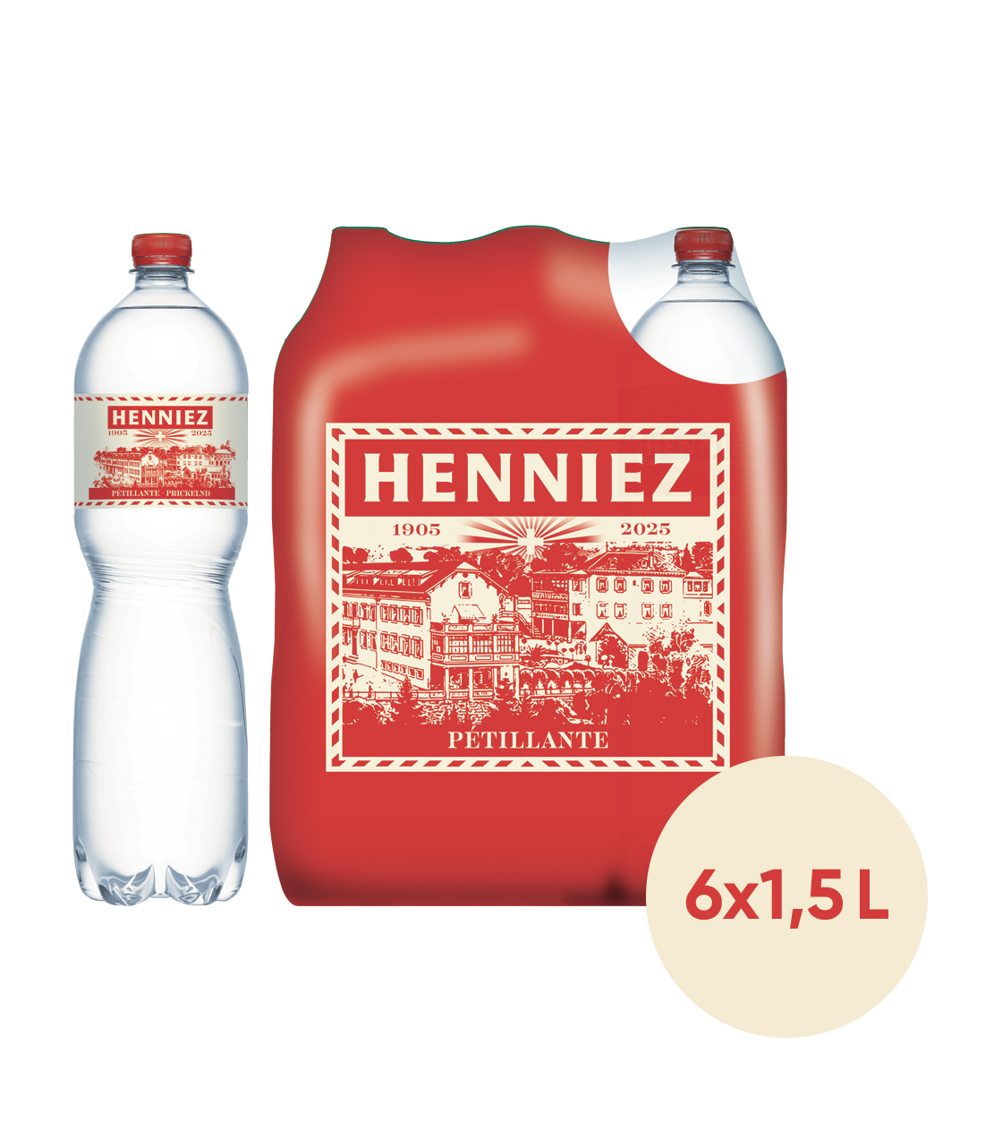 Henniez rot mit Kohlensäure Wasser 150cl 6-Pack