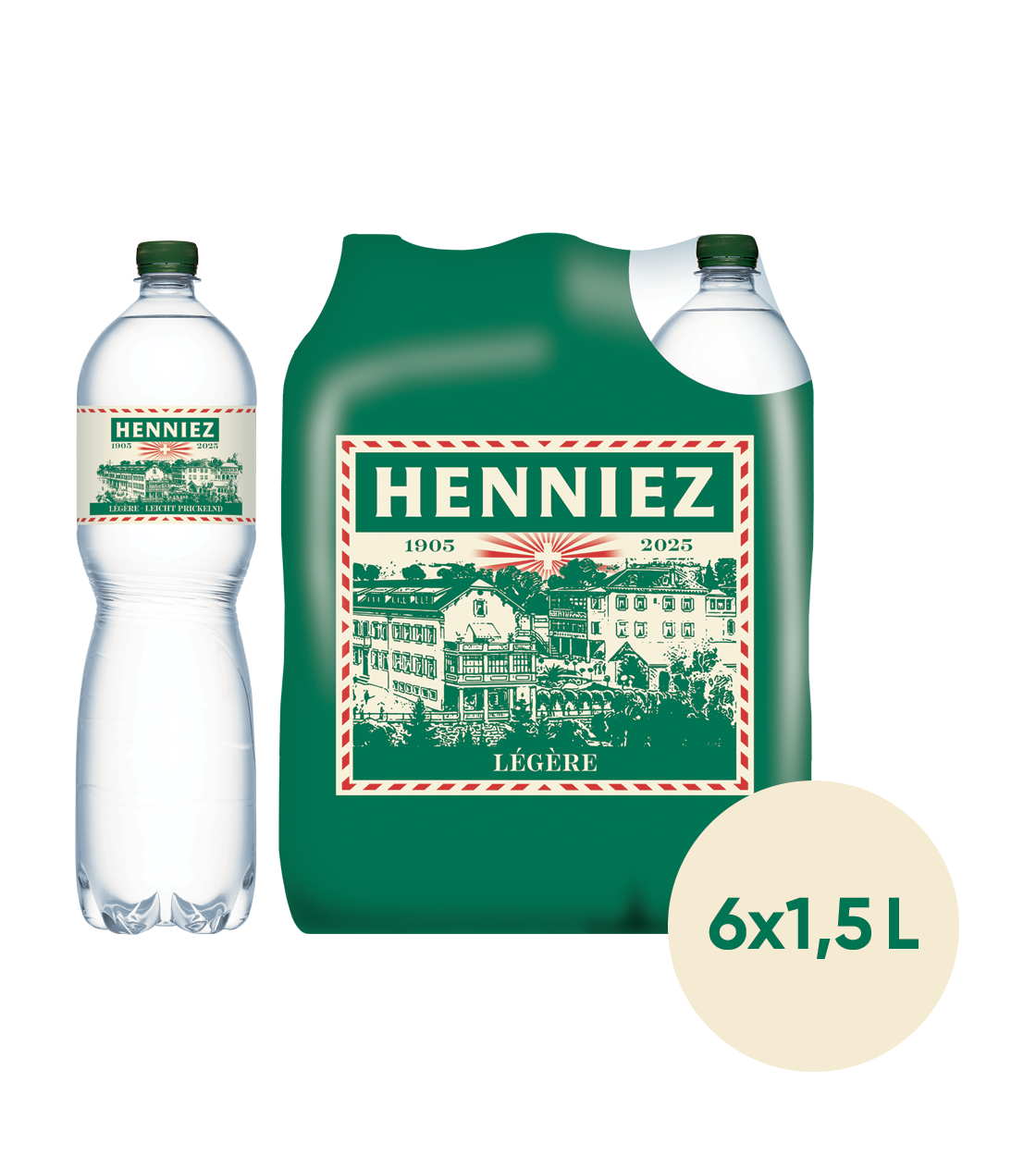 Henniez grün wenig Kohlensäure Wasser 150cl 6-Pack