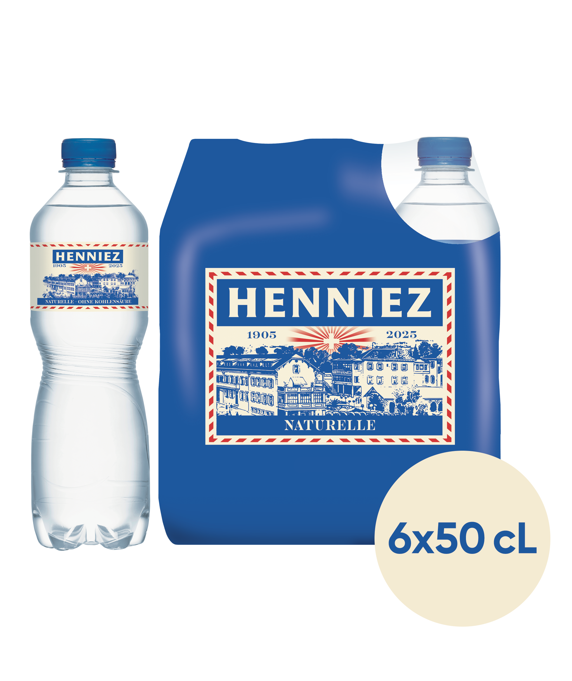 Eau plate bleue Henniez 50 cl pack de 6