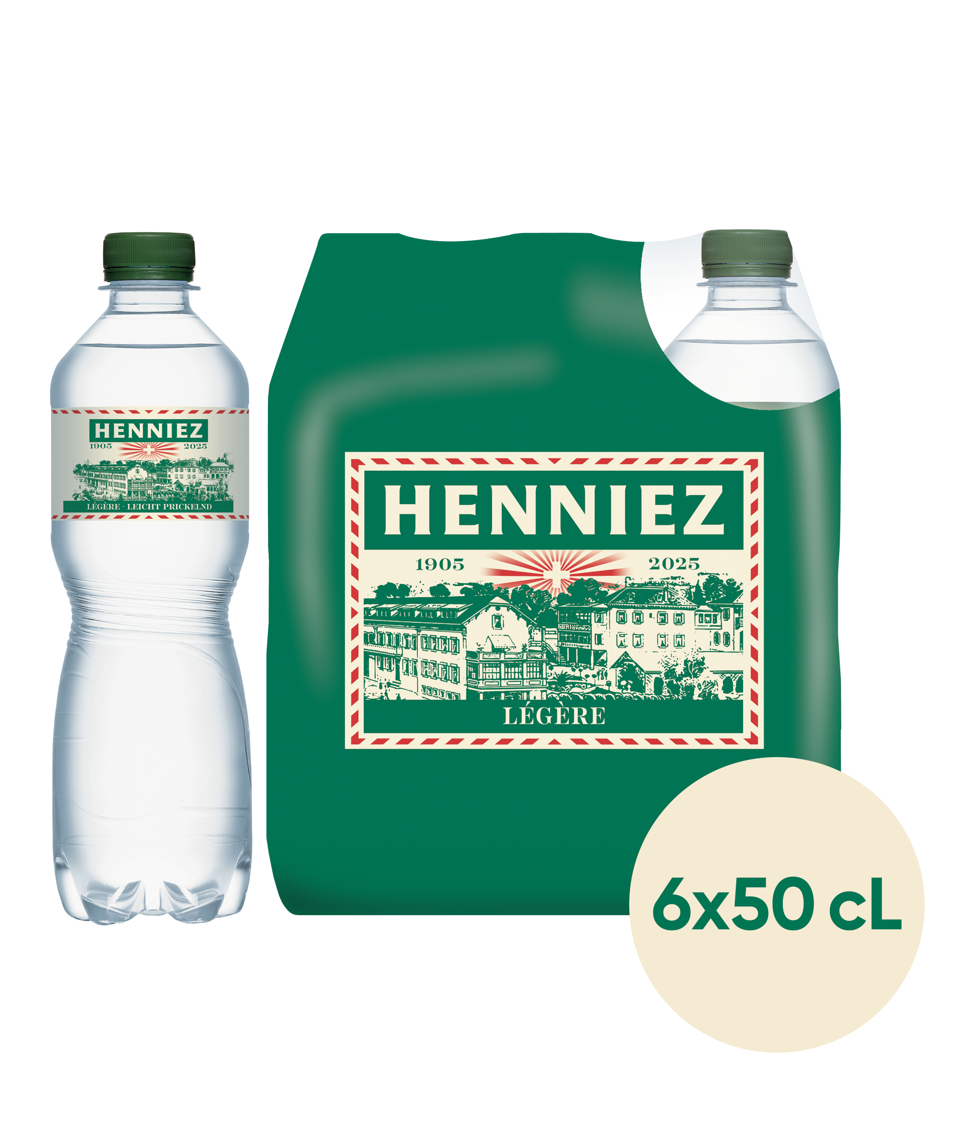 Henniez grün wenig Kohlensäure Wasser 50cl 6-Pack