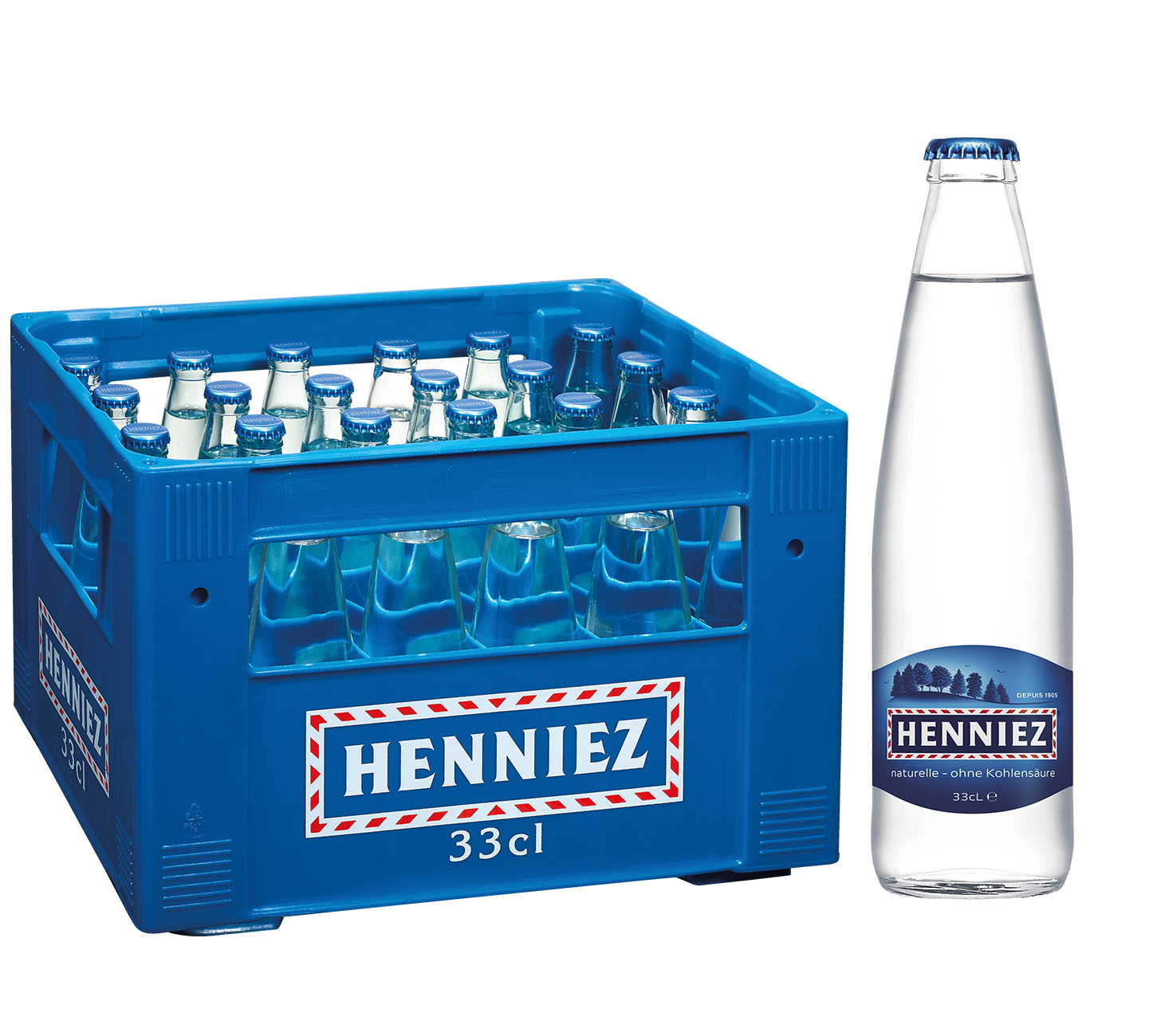 Henniez blau ohne Kohlensäure Wasser 33cl 24-Harasse