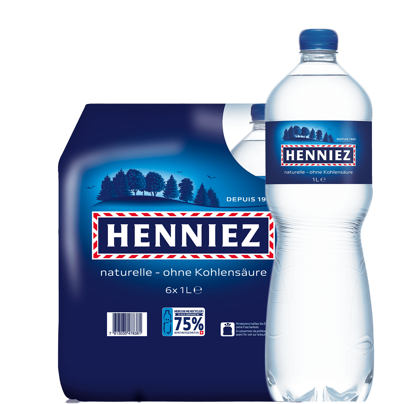 Henniez blau ohne Kohlensäure Wasser 100cl 6-Pack