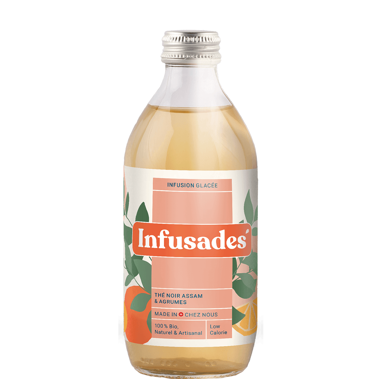 Boisson gazeuse Infusades au thé noir et aux agrumes 33 cl, pack de 12
