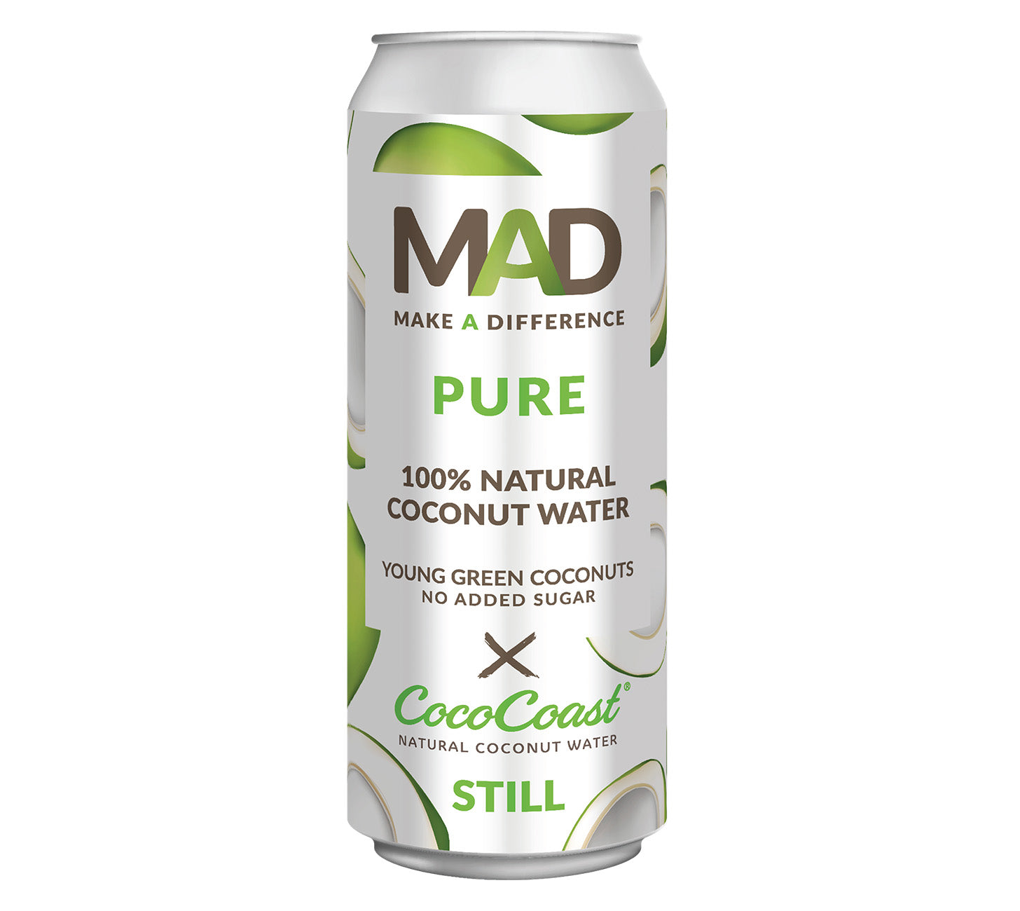 Boisson gazeuse à l'eau de coco MAD PURE 33 cl, pack de 24