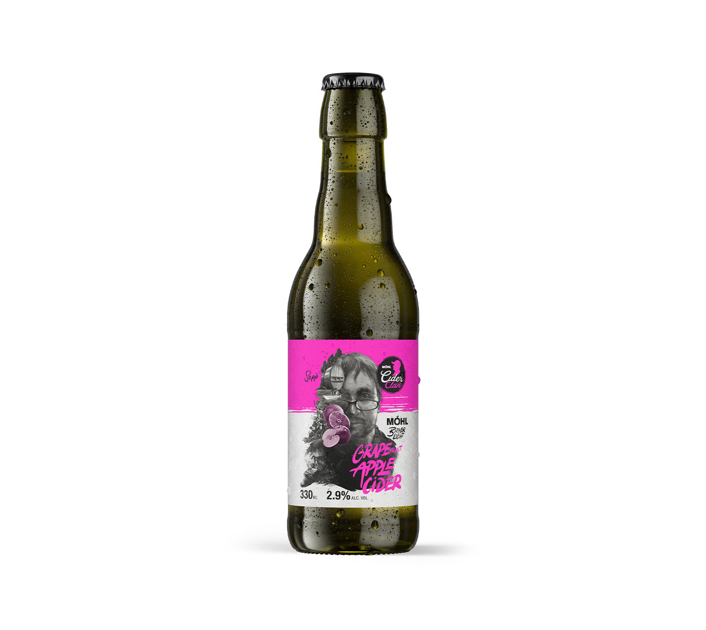 Cidre de pomme et pamplemousse Möhl, cidre aigre 33 cl, caisse de 24