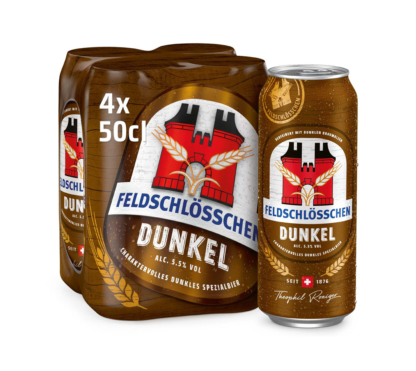 Bière brune Feldschlösschen 50 cl, pack de 4
