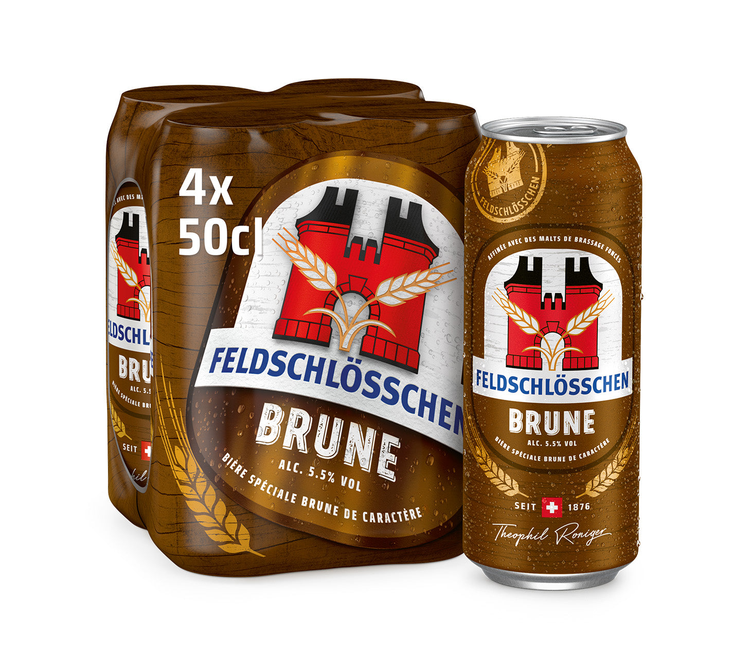 Bière brune Feldschlösschen 50 cl, pack de 4