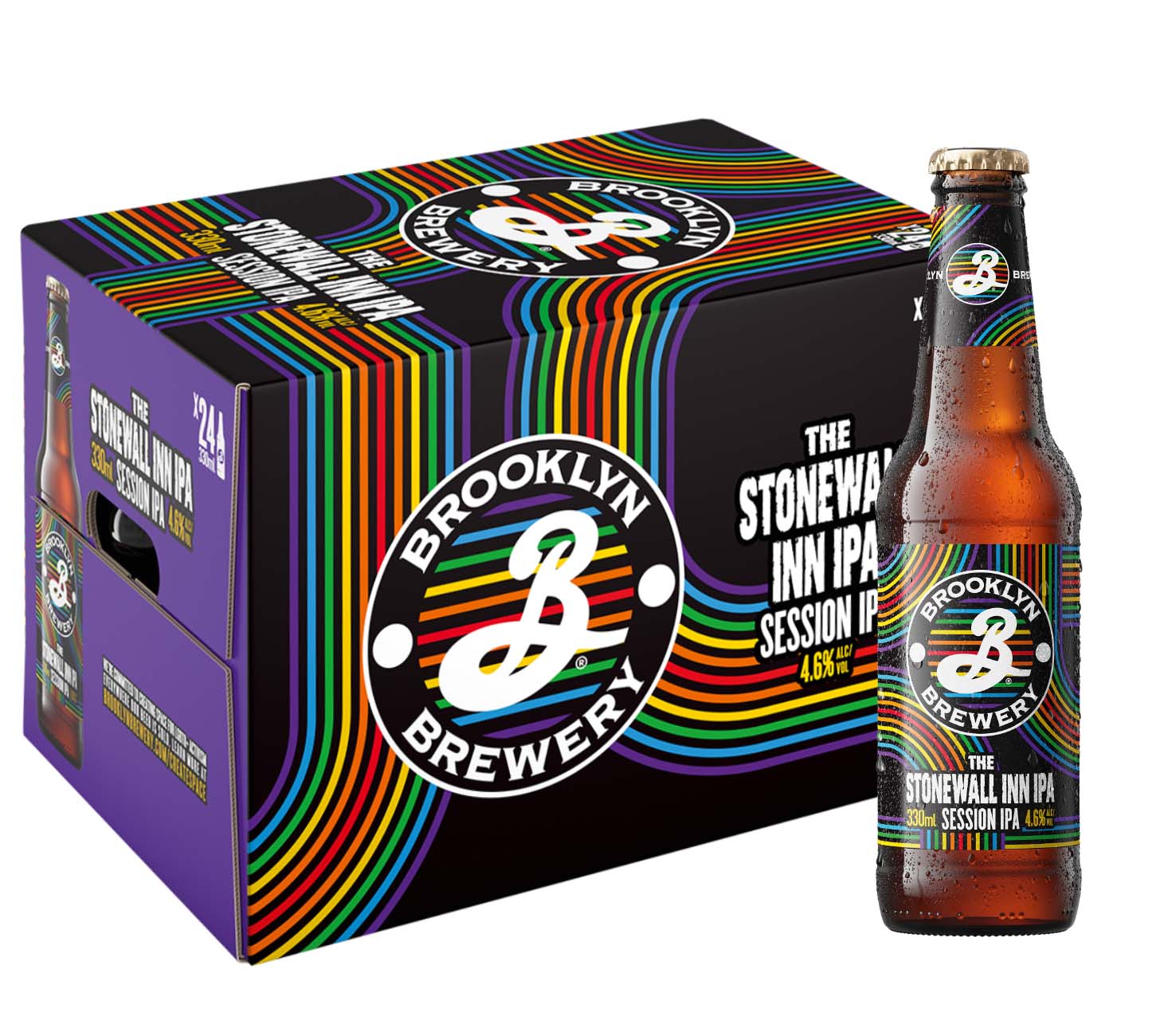 Brooklyn Stonewall Inn IPA - Bier Beer Birra Bière - 24er Pack - 33cl Flasche - 4.6% Alkohol