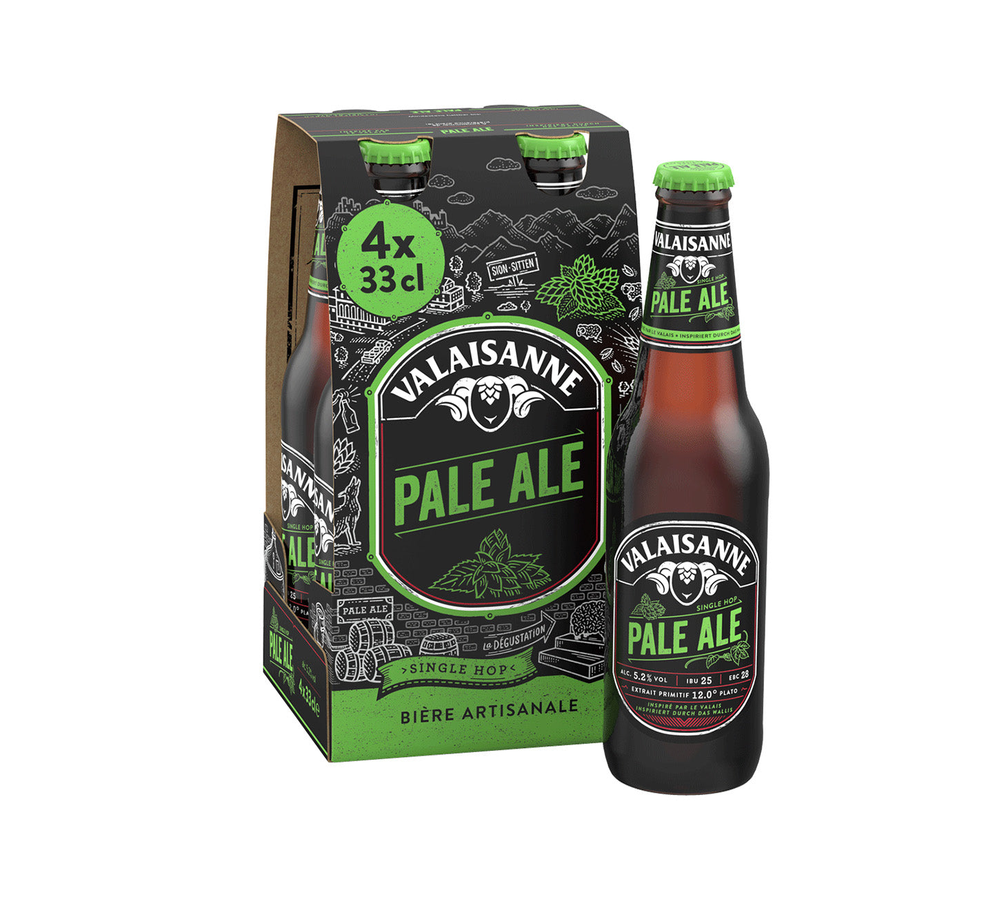 DE: Valaisanne Pale Ale Bier 33cl 4 Pack – aromatisches Bier mit fruchtigen Noten und kraeftigem Hopfen.
Keywords: valaisanne pale ale, aromatisches bier, feldschloesschen getraenkeshop
FR: Valaisanne Pale Ale Biere 33cl 4 Pack – biere aromatique avec notes fruitées et houblon puissant.
Keywords: valaisanne pale ale, biere aromatique, feldschloesschen getraenkeshop
IT: Valaisanne Pale Ale Birra 33cl 4 Pack – birra aromatica con note fruttate e luppolo intenso.
Keywords: valaisanne pale ale, birra aromatic