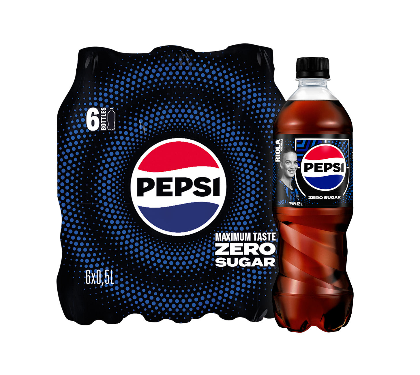 DE: Pepsi Zero 50cl 6-Pack – PET-Flaschen Softdrink ohne Zucker.
FR: Pepsi Zero 50cl 6-Pack – pack de bouteilles soda sans sucre.
IT: Pepsi Zero 50cl 6-Pack – confezione bottiglie soft drink senza zucchero.
Keywords: pepsi, zero, softdrink, cola, feldschloesschen-getraenkeshop