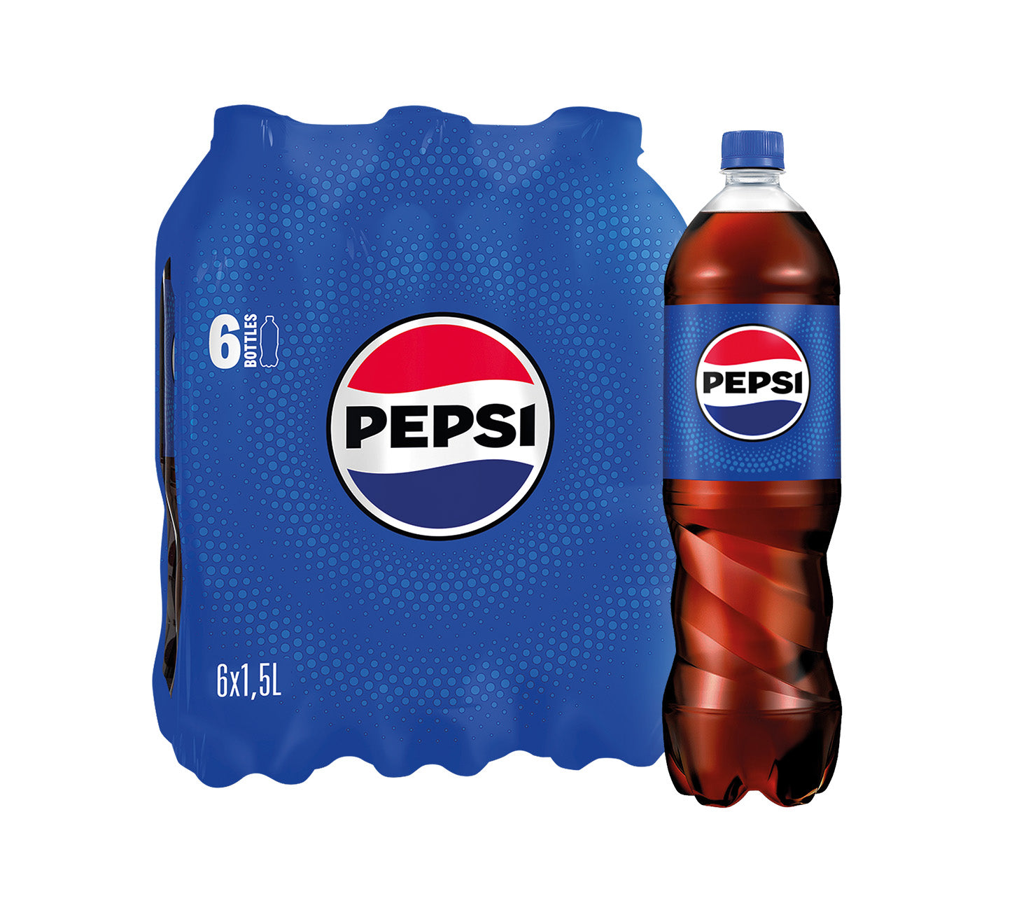 DE: Pepsi 150cl 6-Pack – PET-Flaschen Softdrink im Grossformat.
FR: Pepsi 150cl 6-Pack – pack de grandes bouteilles soda au gout cola classique.
IT: Pepsi 150cl 6-Pack – confezione bottiglie grandi soft drink al gusto classico di cola.
Keywords: pepsi, softdrink, cola, grossformat, feldschloesschen-getraenkeshop