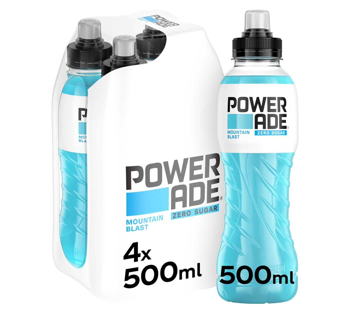 Boisson gazeuse Powerade Mountain Blast Zero 50 cl, pack de 4