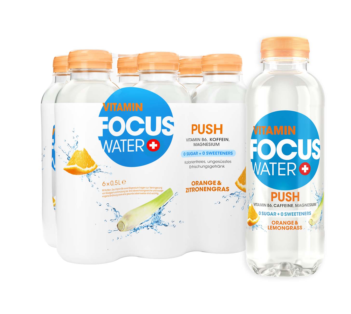 DE: Focuswater Push Orange Zitronengras 50cl 6-Pack – Erfrischungsgetraenk mit Vitaminen
FR: Focuswater Push orange citronnelle 50cl 6-Pack – boisson bien-etre
IT: Focuswater Push arancia citronella 50cl 6-Pack – bevanda wellnes