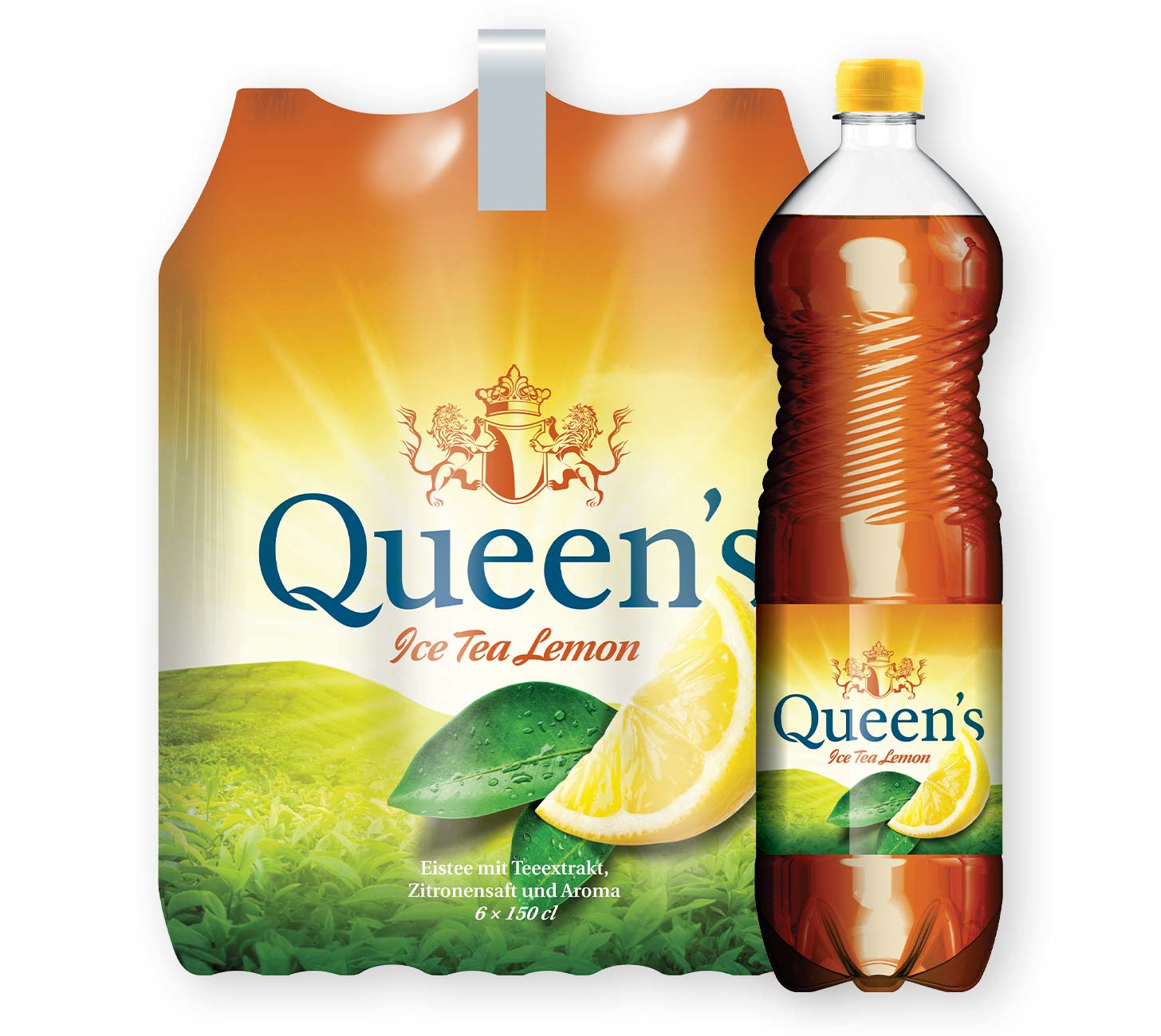 DE: Queen's Ice Tea Lemon 150cl 6-Pack – grosse Flaschen mit erfrischendem Zitroneneistee.
FR: Queen's Ice Tea Lemon 150cl 6-Pack – pack de grandes bouteilles de the glace citron.
IT: Queen's Ice Tea Lemon 150cl 6-Pack – confezione di grandi bottiglie di te freddo al limone.
Keywords: eistee, zitrone, the glace, te freddo, feldschloesschen-getraenkeshop