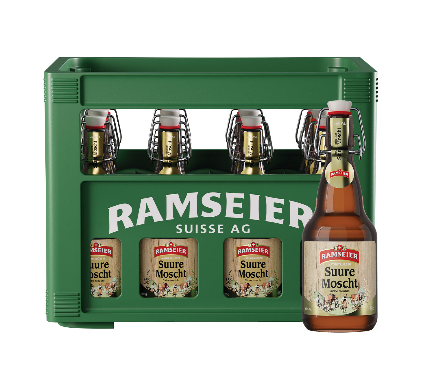 Ramseier Suure Moscht Apfelwein naturtrüb Saurer Most 49cl 12-Harasse