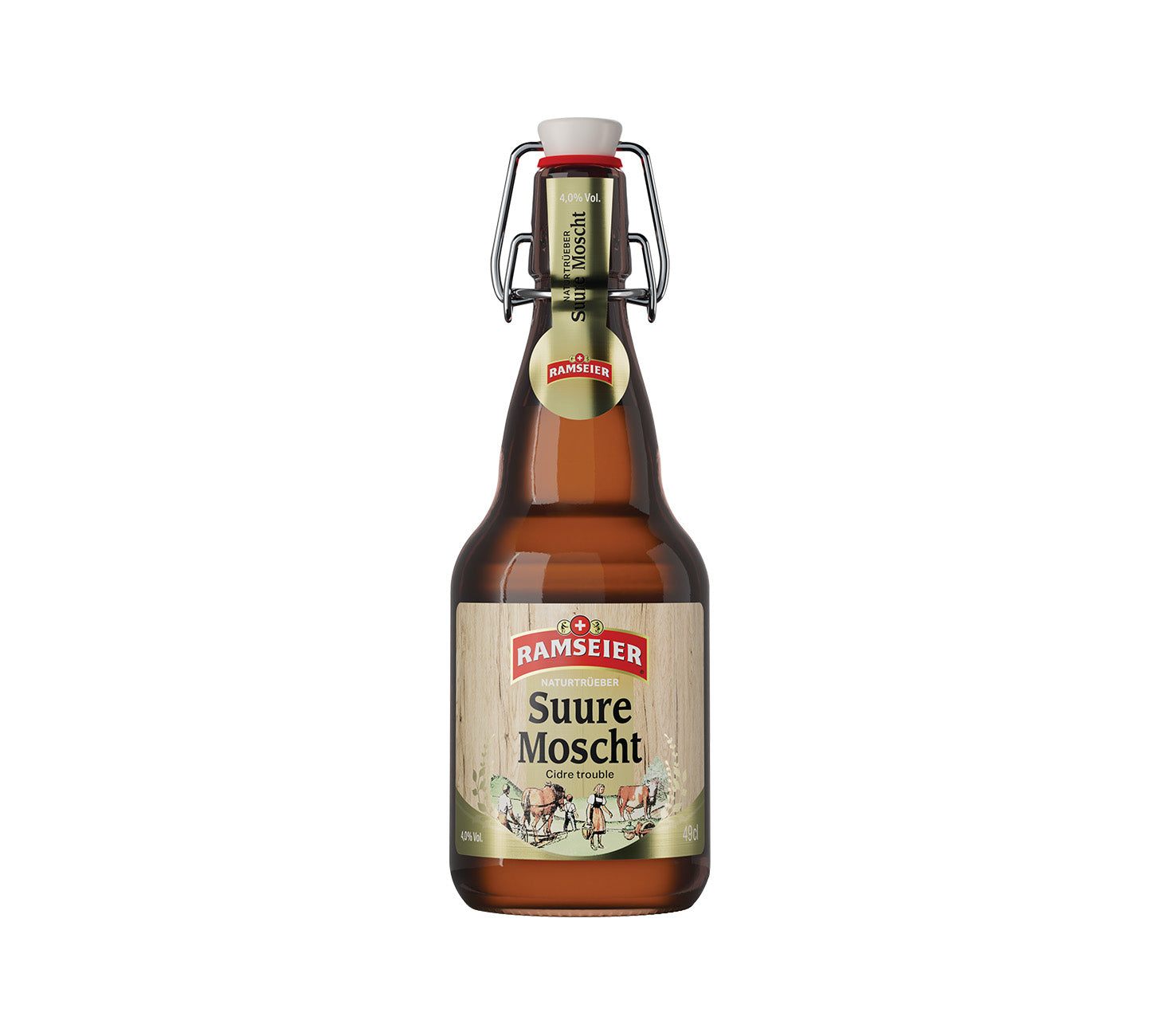 Ramseier Suure Moscht Apfelwein naturtrüb Saurer Most 49cl 12-Harasse
