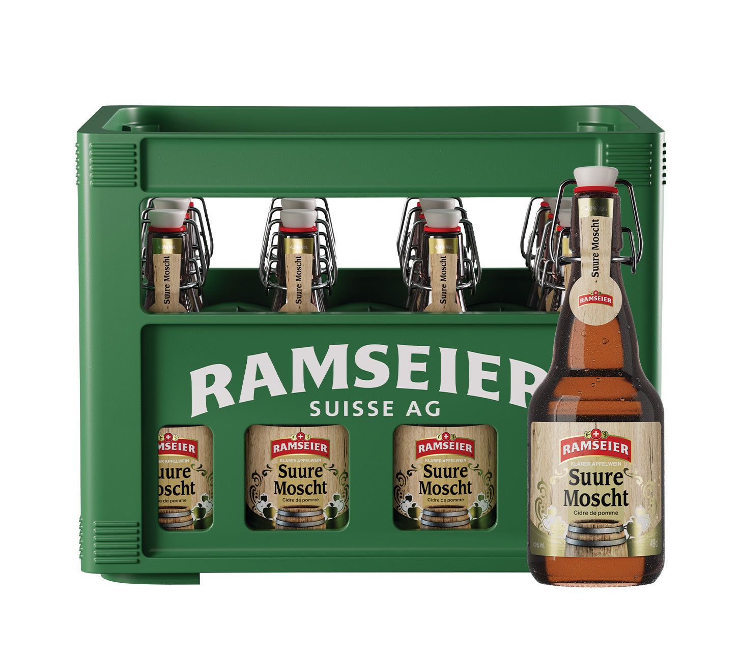 • DE: Ramseier Suure Moscht mit Alkohol 49cl 12-Harasse – traditioneller Apfelwein in Glasflaschen
• FR: Ramseier Suure Moscht avec alcool 49cl 12-pack – cidre traditionnel en bouteilles
• IT: Ramseier Suure Moscht con alcol 49cl 12-cassa – sidro tradizionale in bottiglie
Keywords: apfelwein, cider, feldschloesschen-getraenkeshop